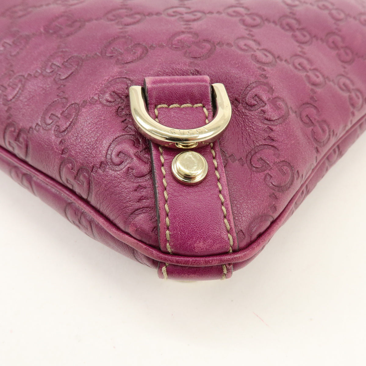 GUCCI Abbey Guccissima Leather Shoulder Bag Crossbody Bag Purple 131326