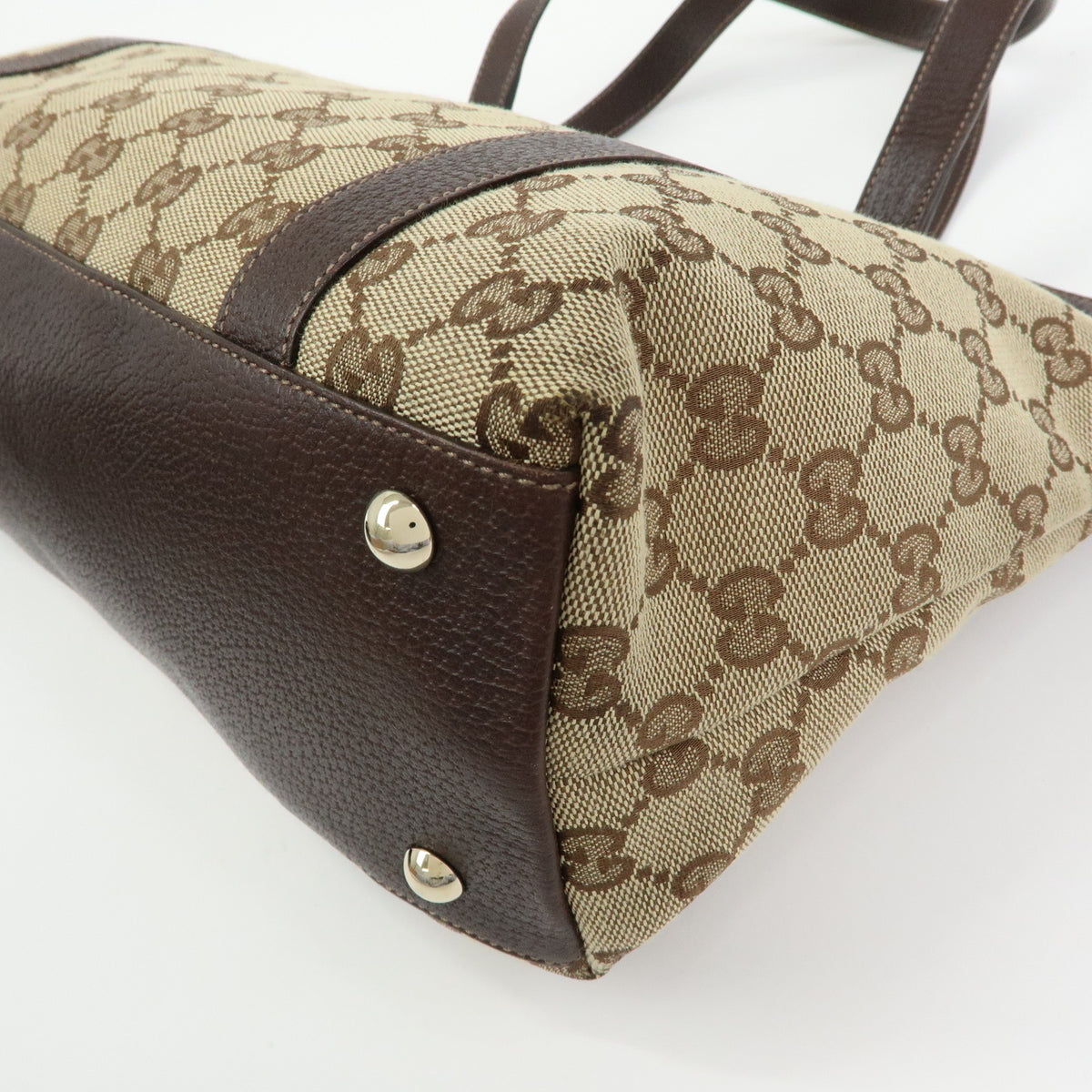 GUCCI Abbey GG Canvas Leather Tote Bag Hand Bag Beige Brown 141470