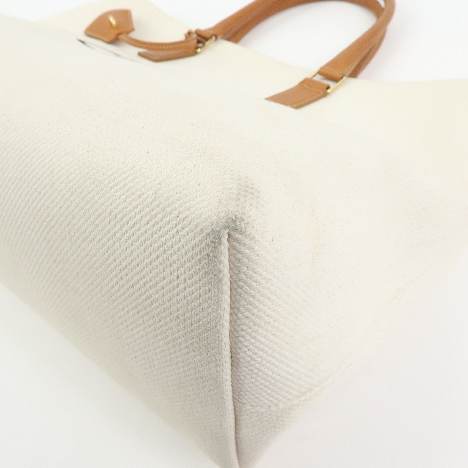 Celine Horizontal Cabas Canvas Leather Tote Bag Natural