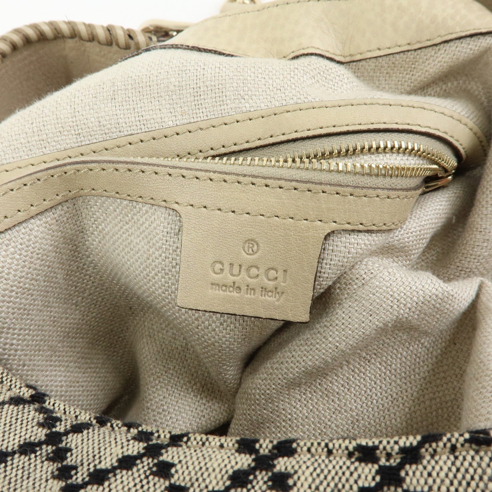 GUCCI New Jackie Bamboo Diamante Canvas Leather 2Way Bag 246907