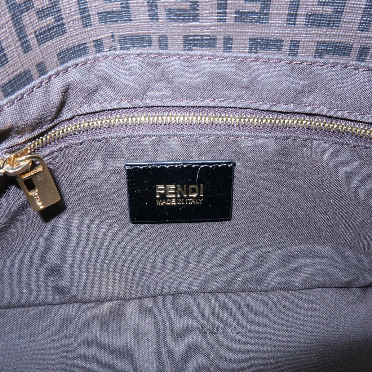 FENDI Zucchino PVC Leather Chain Shoulder Bag Hand Bag Brown 8BR003