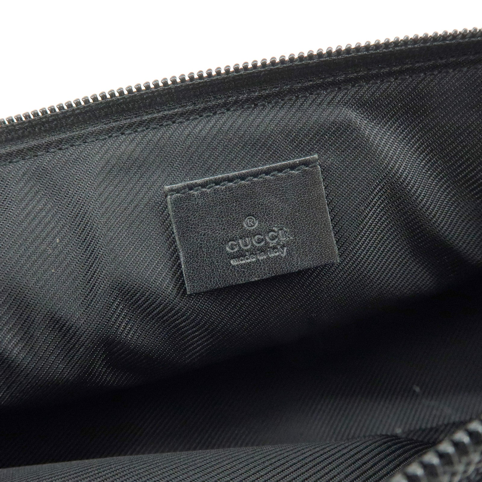GUCCI Boat Bag GG Canvas Leather Accessory Pouch Hand Bag Black 07198