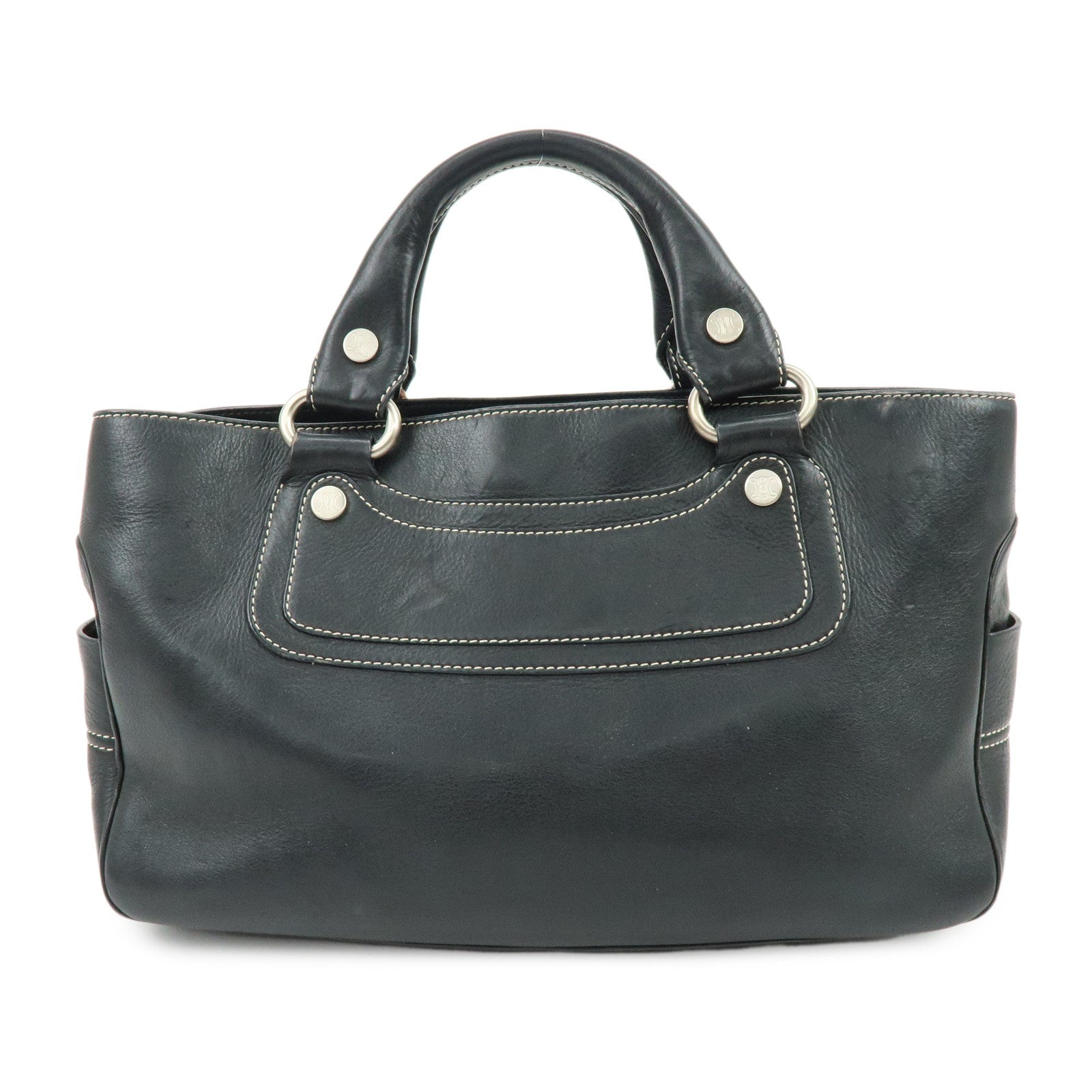 CELINE Macadam Boogie Bag Leather Hand Bag Tote Bag Black
