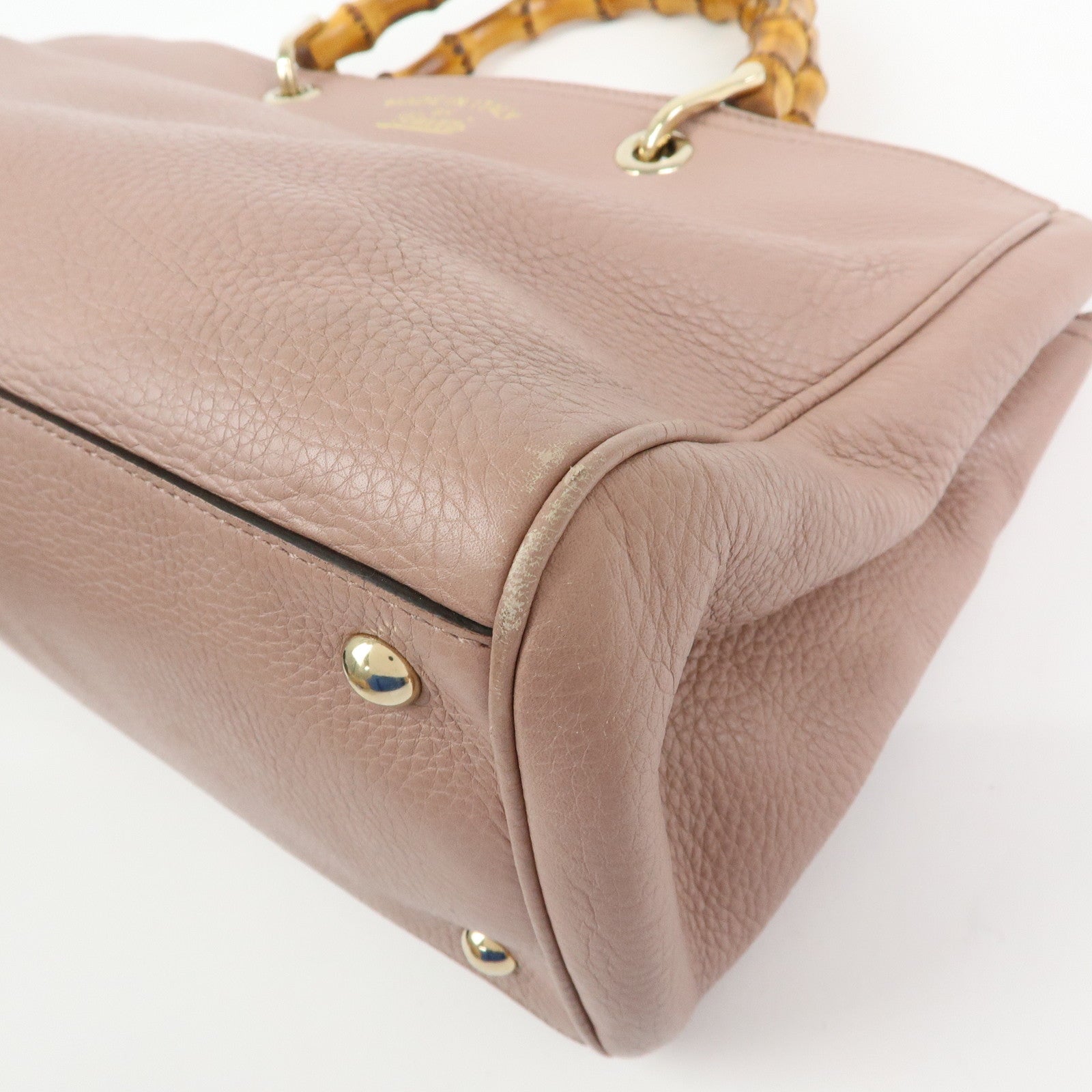 GUCCI Bamboo Shopper Medium 2Way Bag Shoulder Bag Pink Beige 323660