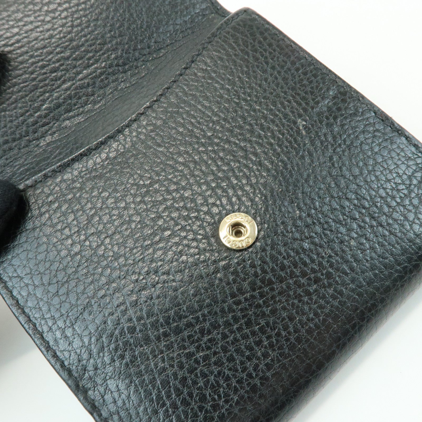 GUCCI Interlocking G Leather Bi-fold Compact Wallet Black 615525