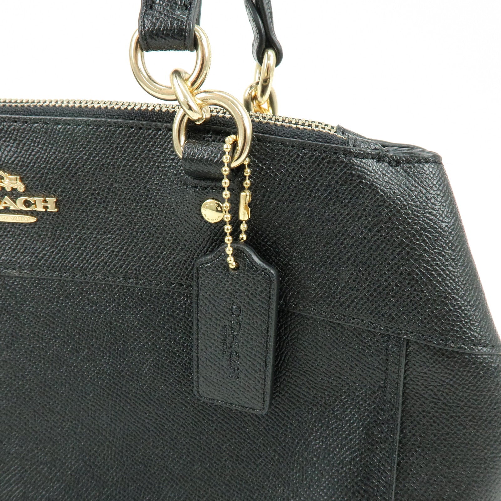 COACH Logo Leather 2Way Shoulder Bag Hand Bag Black