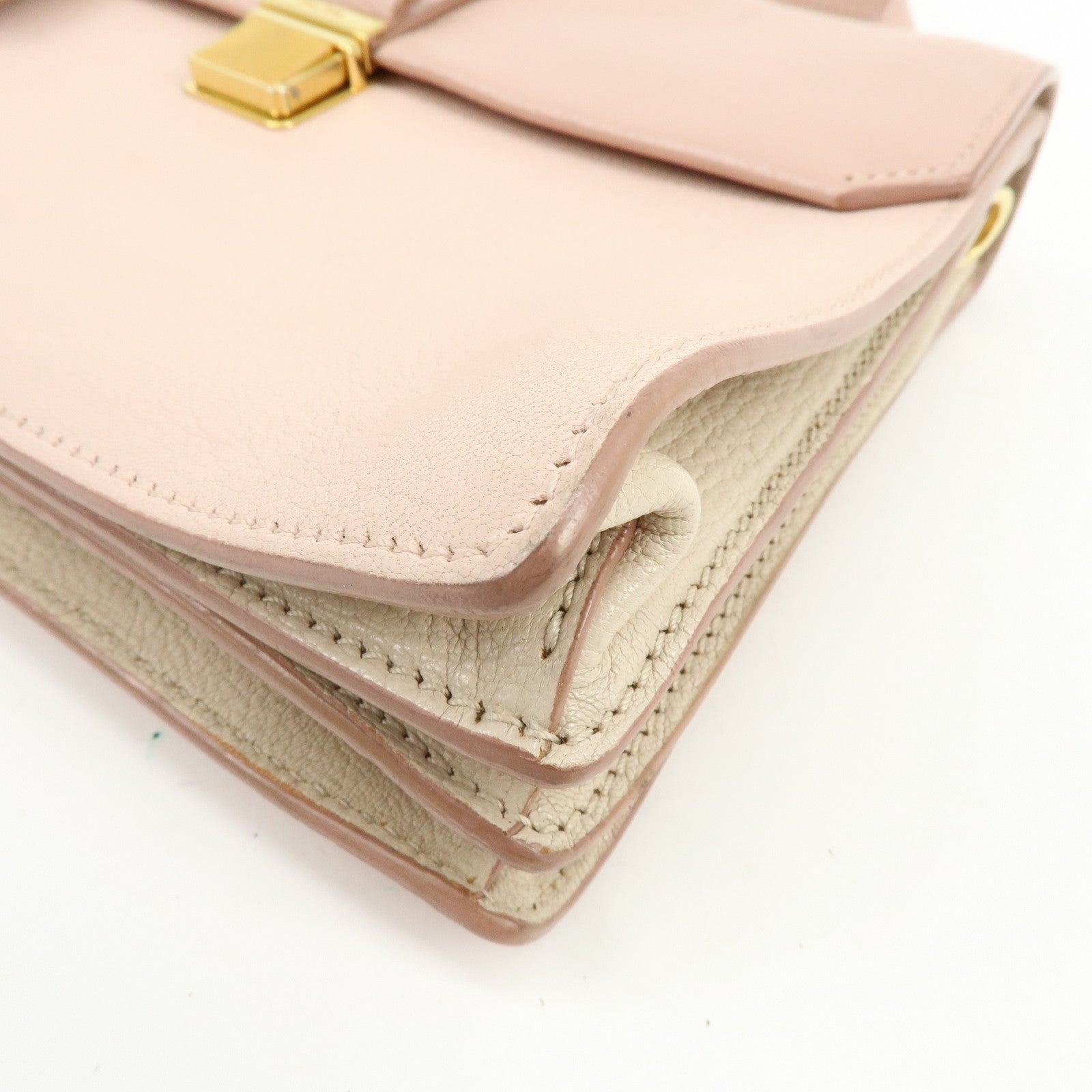 MIU MIU Madras Leather 2Way Bag Shoulder Bag Bi-Color Light Pink