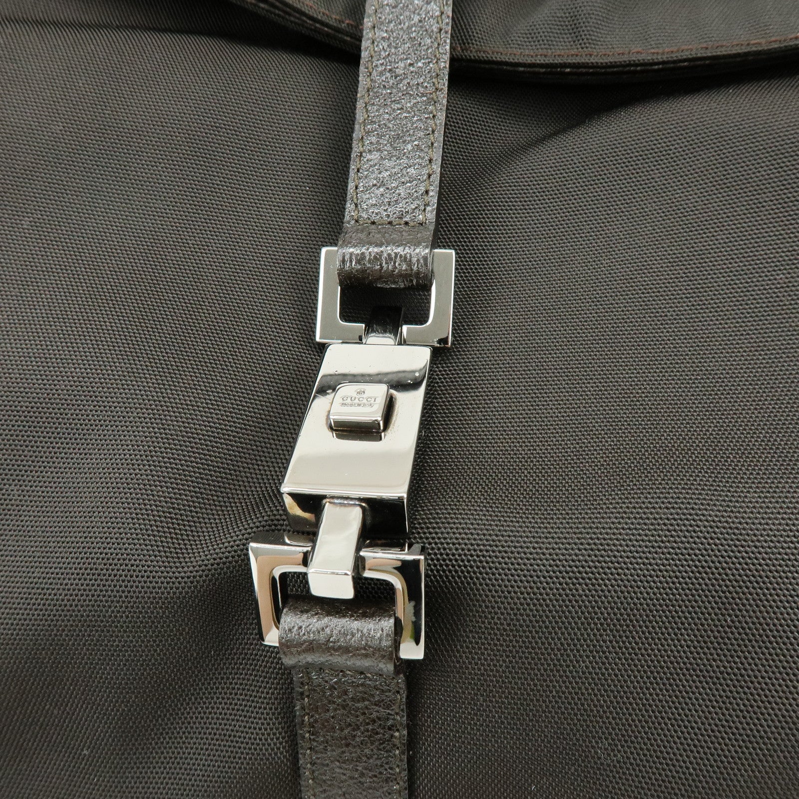 GUCCI Jackie Nylon Leather Shoulder Bag Dark Brown 001 3348