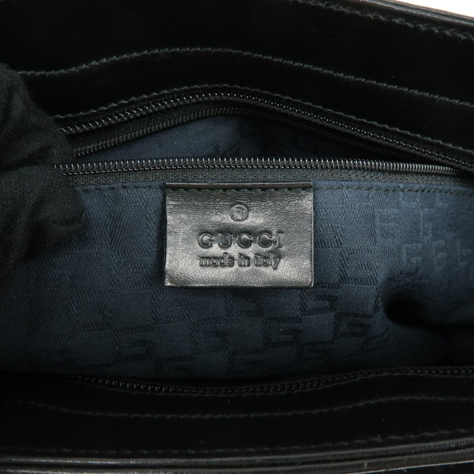GUCCI Sherry Suede Leather Shoulder Bag Tote Bag Black 33890