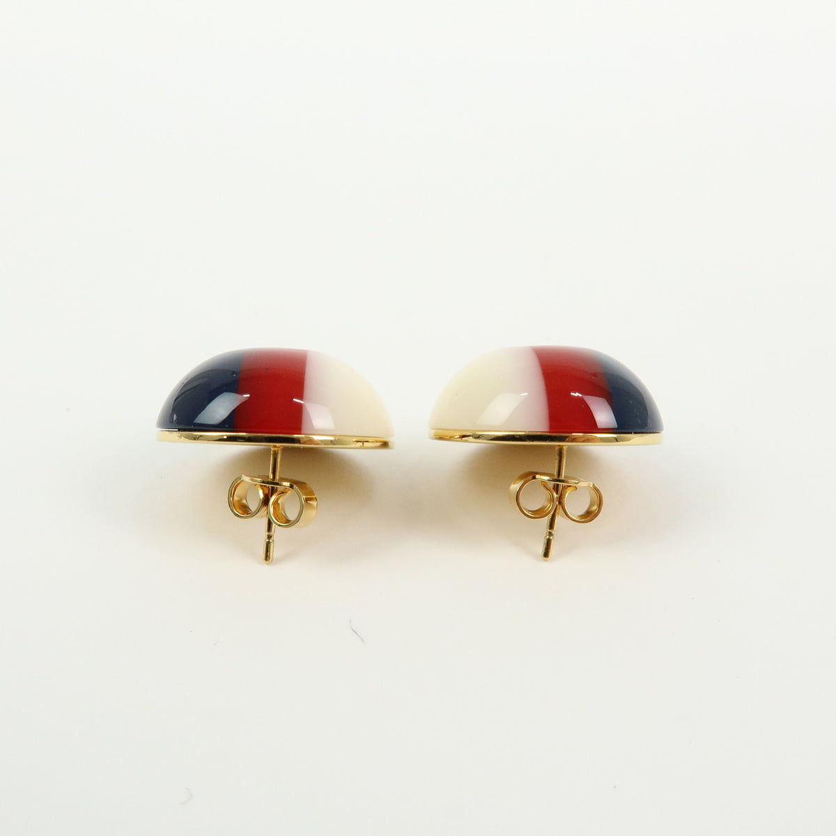 GUCCI Interlocking G Plastic Metal Earrings Blue Red White Gold