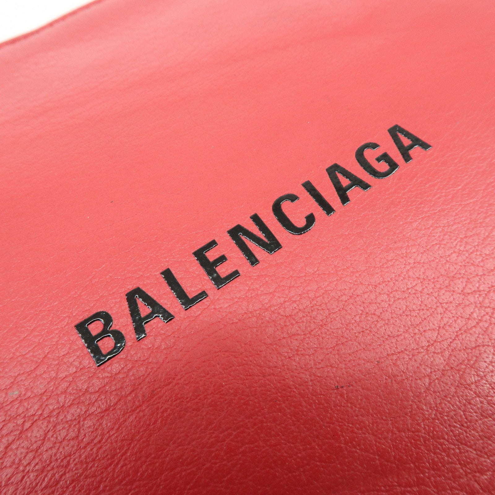 BALENCIAGA Leather Everyday Pouch Clutch Bag Flat Pouch Red 551992