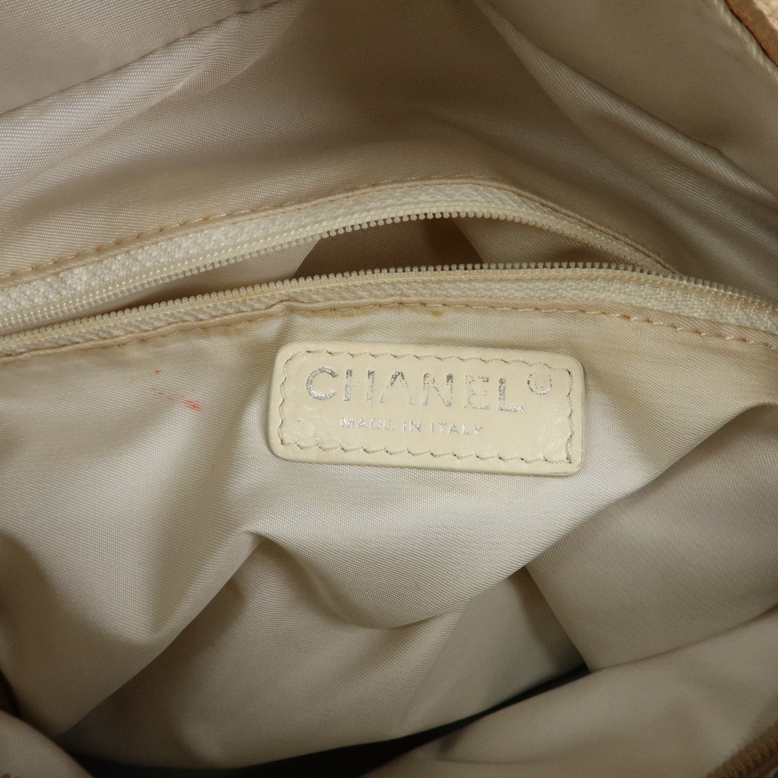CHANEL Paris Biarritz PM Coated Canvas Leather Tote Bag Gold A34208