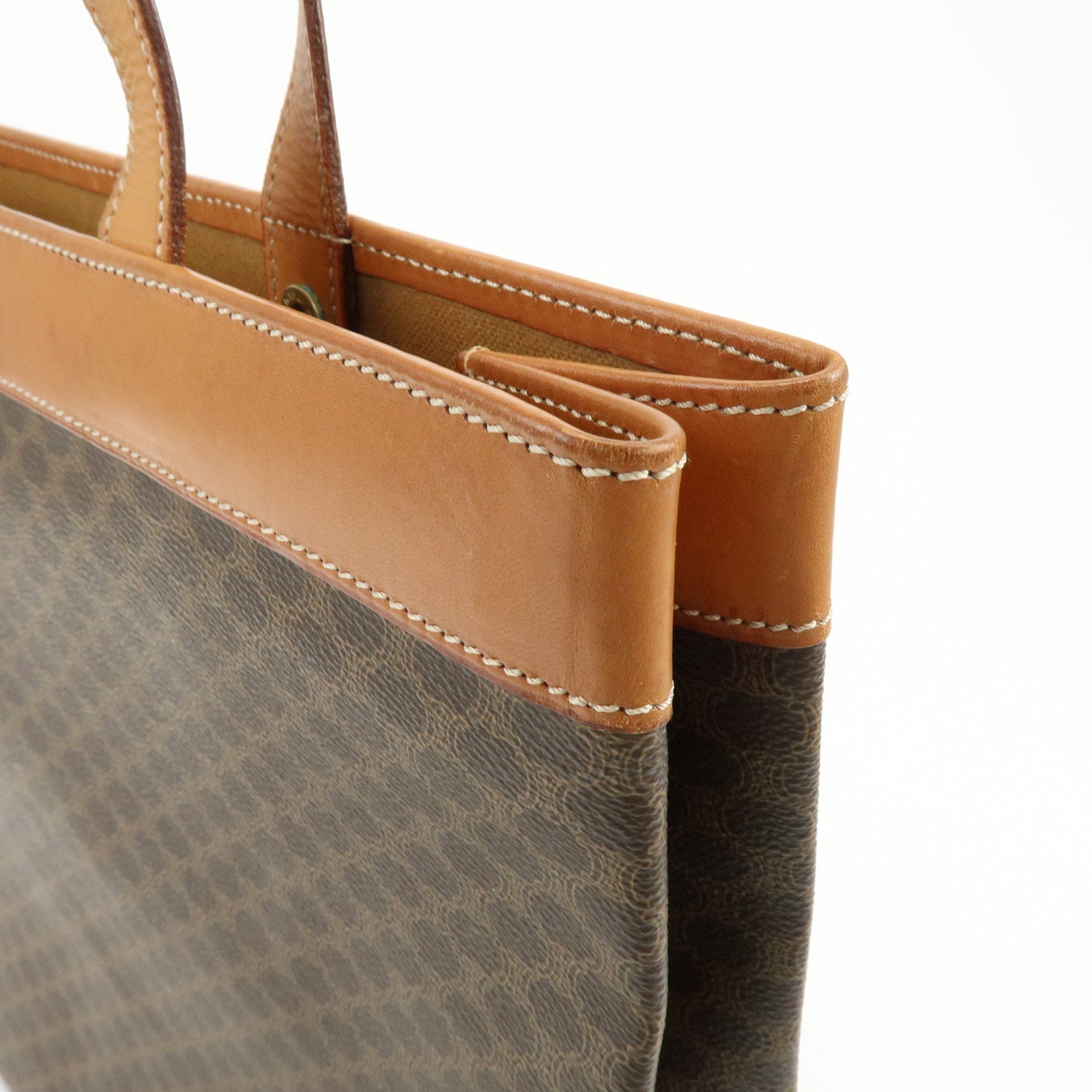 CELINE Macadam PVC Leather Tote Shoulder Bag Brown