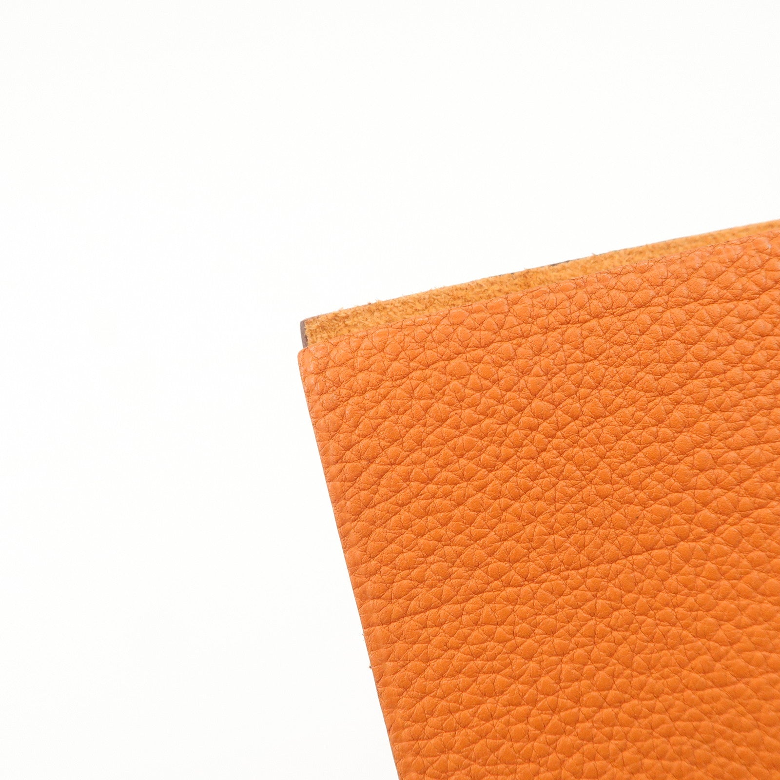 HERMES Togo Leather Ulysse MM □O Stamped Notebook Cover Potiron Orange Used