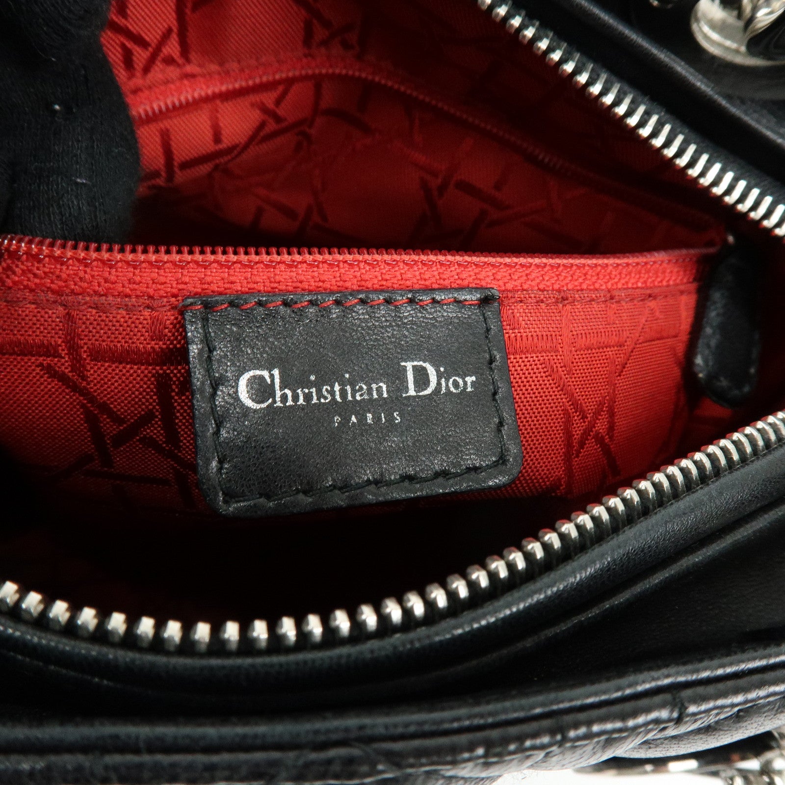 Christian Dior Lady Dior Cannage Leather 2Way Hand Shoulder Bag Black
