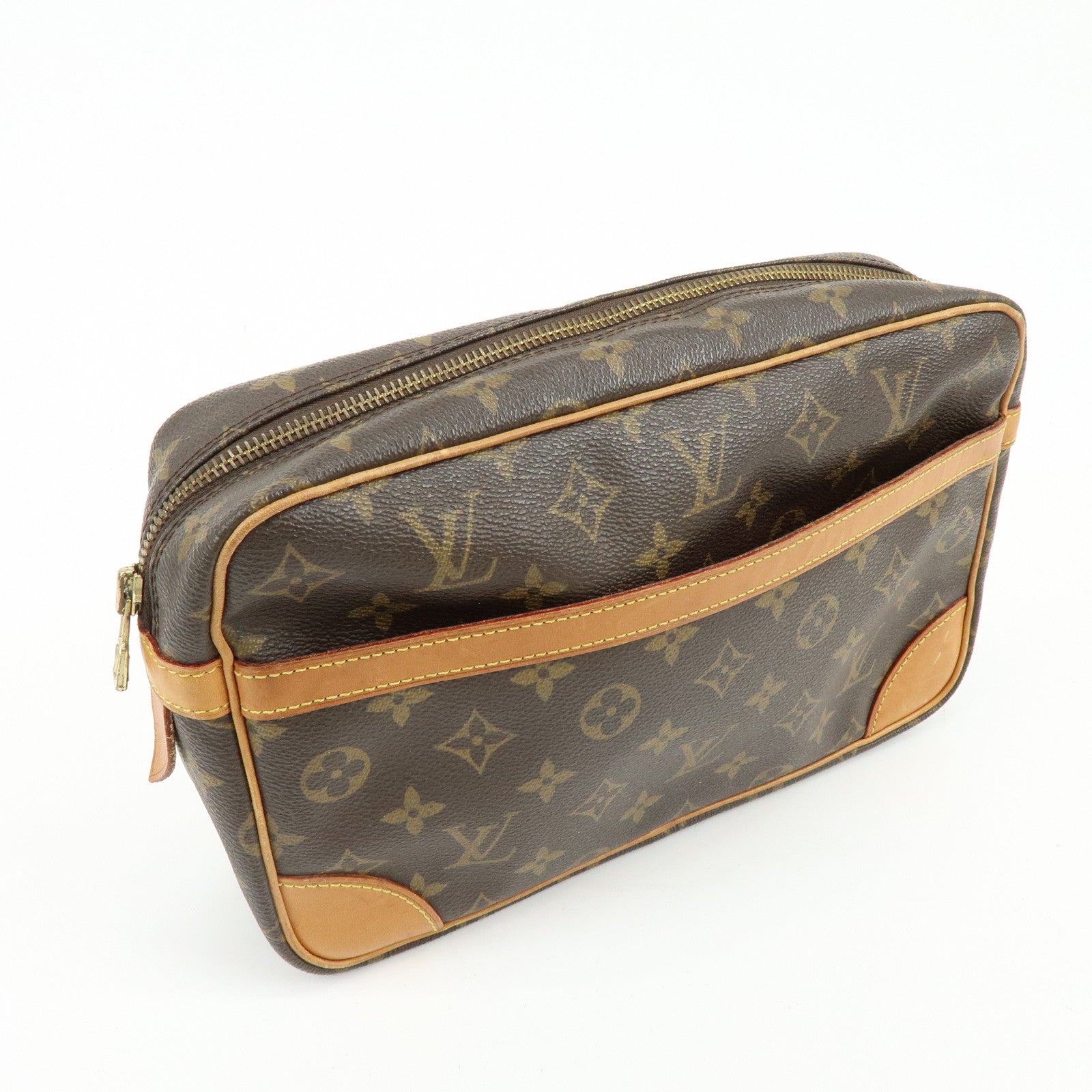 Louis Vuitton Monogram Compiegne 28 Pouch Clutch Bag Brown M51845