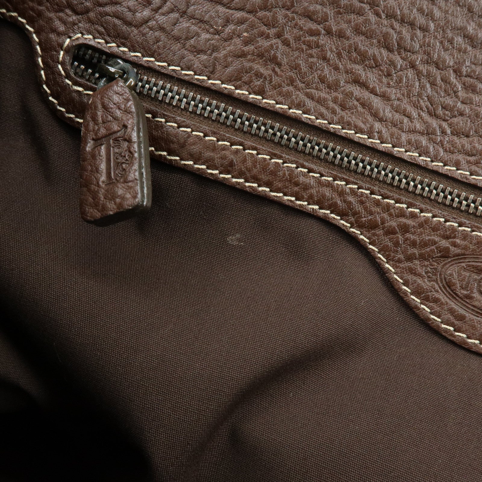 TOD'S Corniche Wave Leather Shoulder Bag Hand Bag Brown