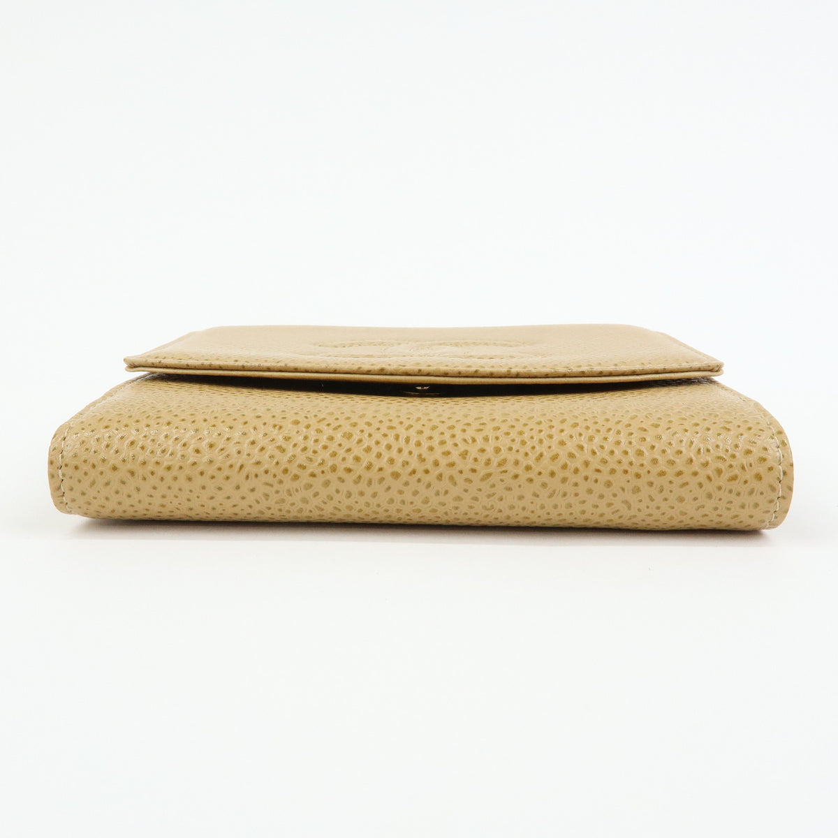CHANEL COCO Mark Caviarskin W Hook Flap Compact Wallet Beige A13496