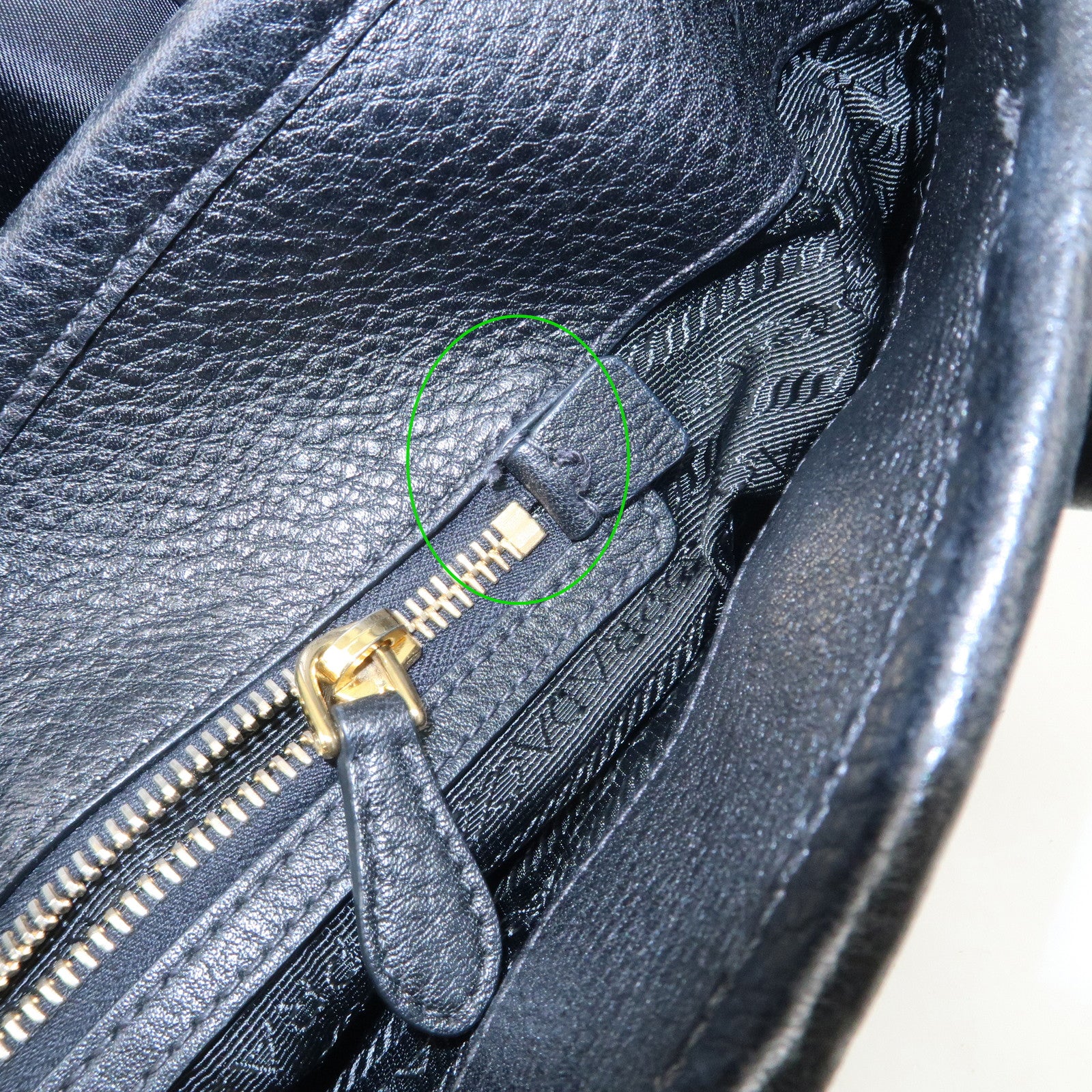 PRADA Logo Nylon Leather 2way Tote Bag Hand Bag Black Gold Hardware Used