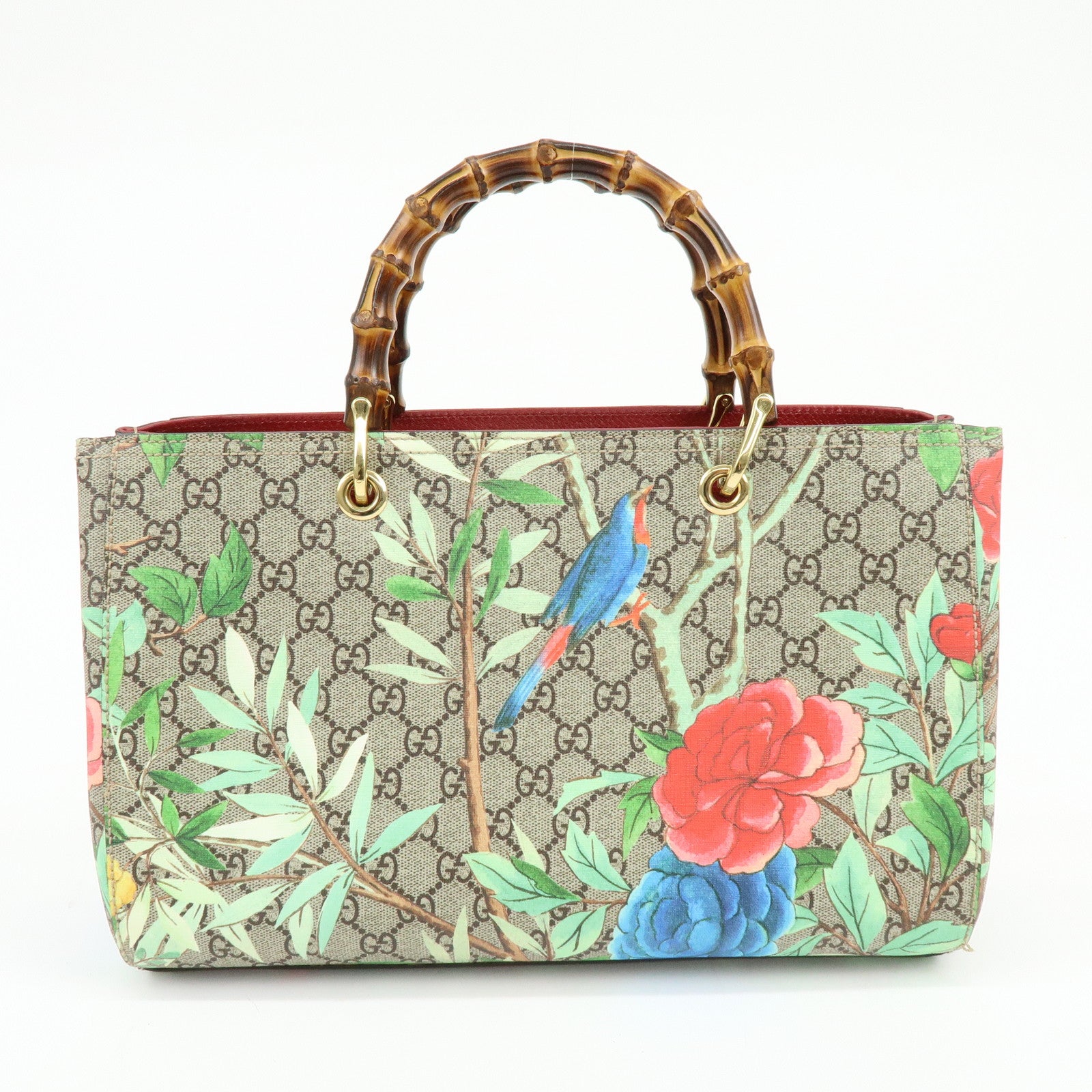 GUCCI Tian Bamboo Shopper Medium GG Supreme Leather 2WAY Bag 323660