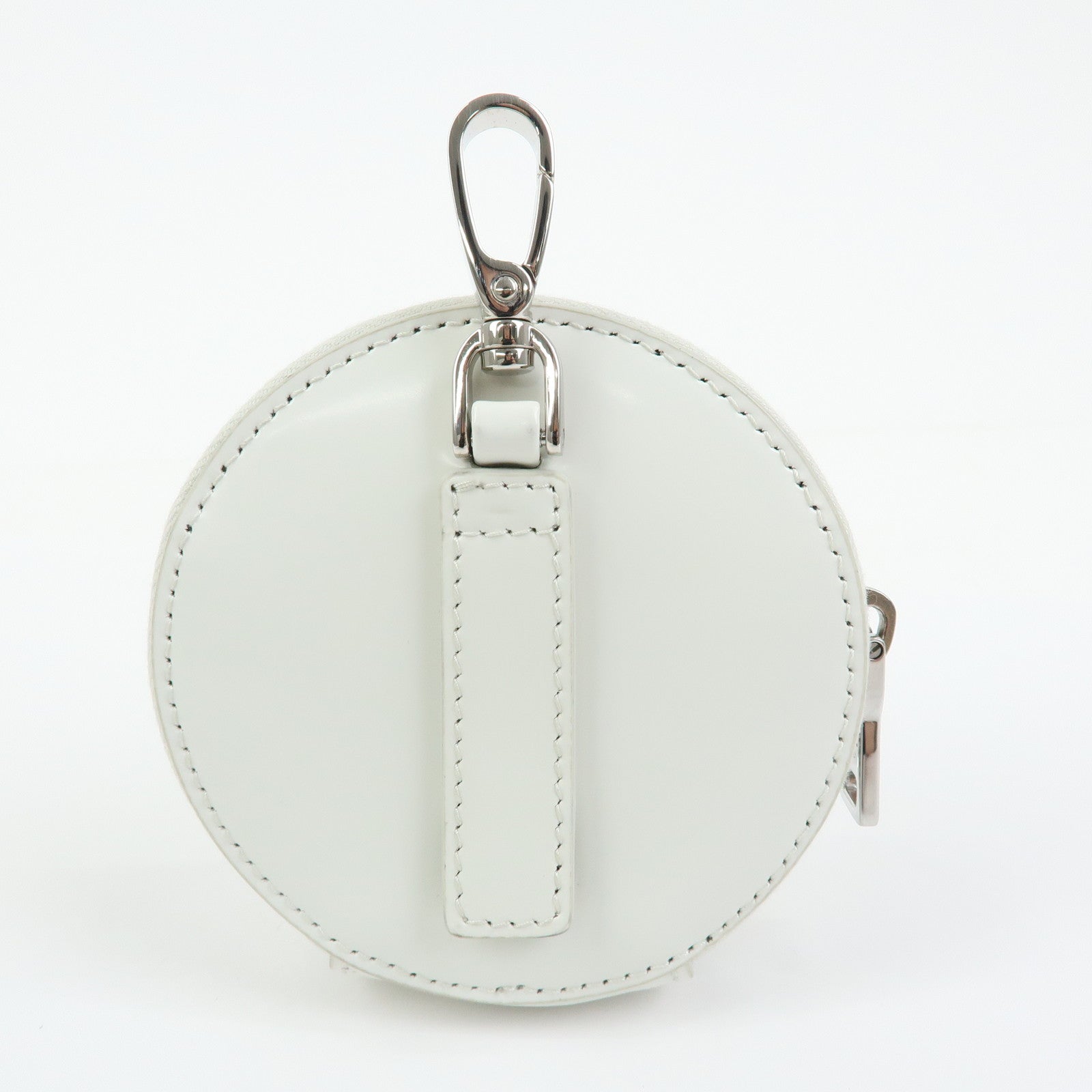 PRADA Triangle Logo Leather Mini Pouch Coin Case White 1TL431