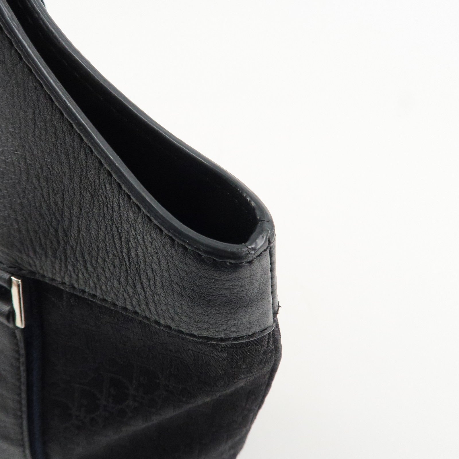 Christian Dior Street Chic Trotter Canvas Leather Tote Bag Black Used