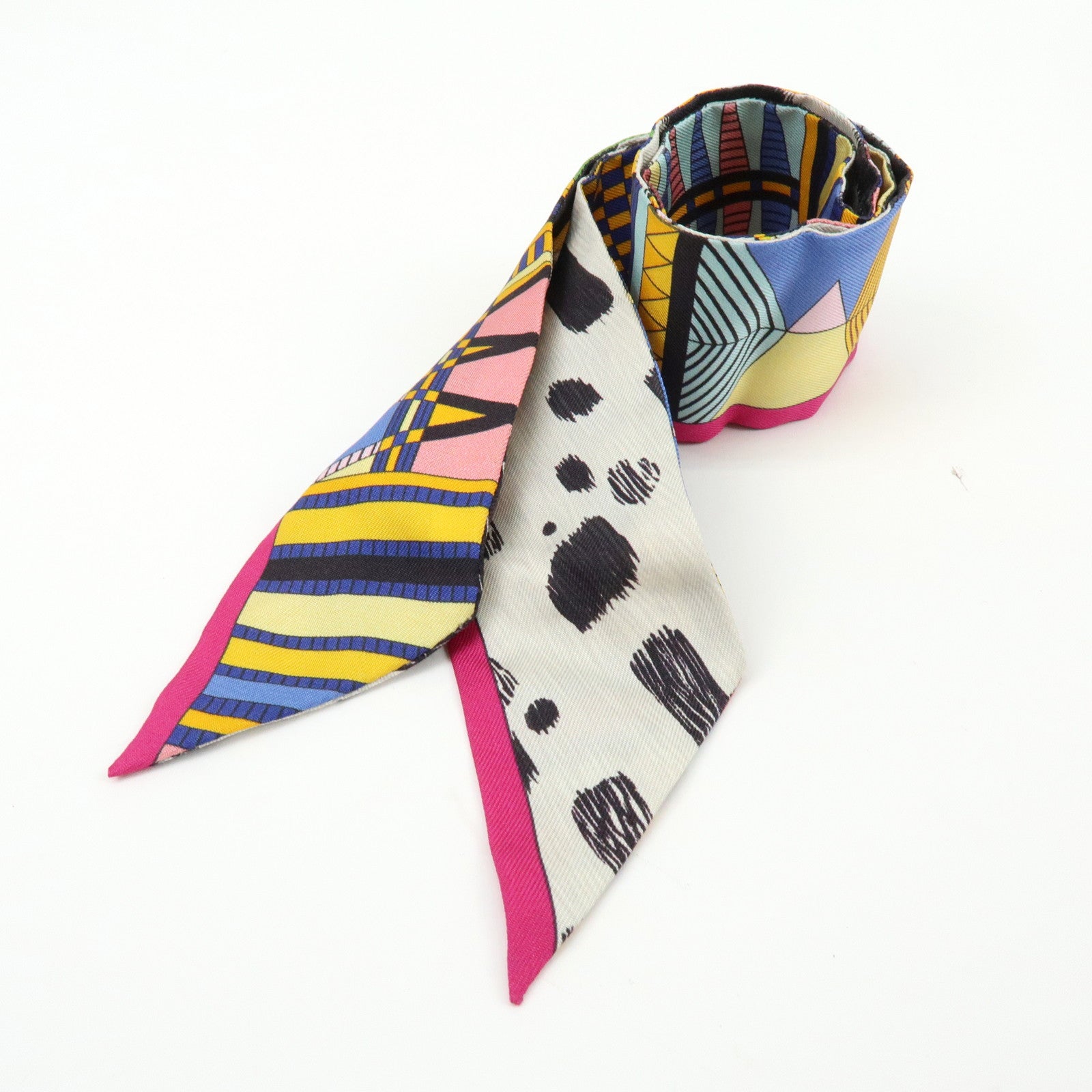 HERMES Twilly Silk 100% Scarf PELAGES ET CAMOUFLAGE Multicolor