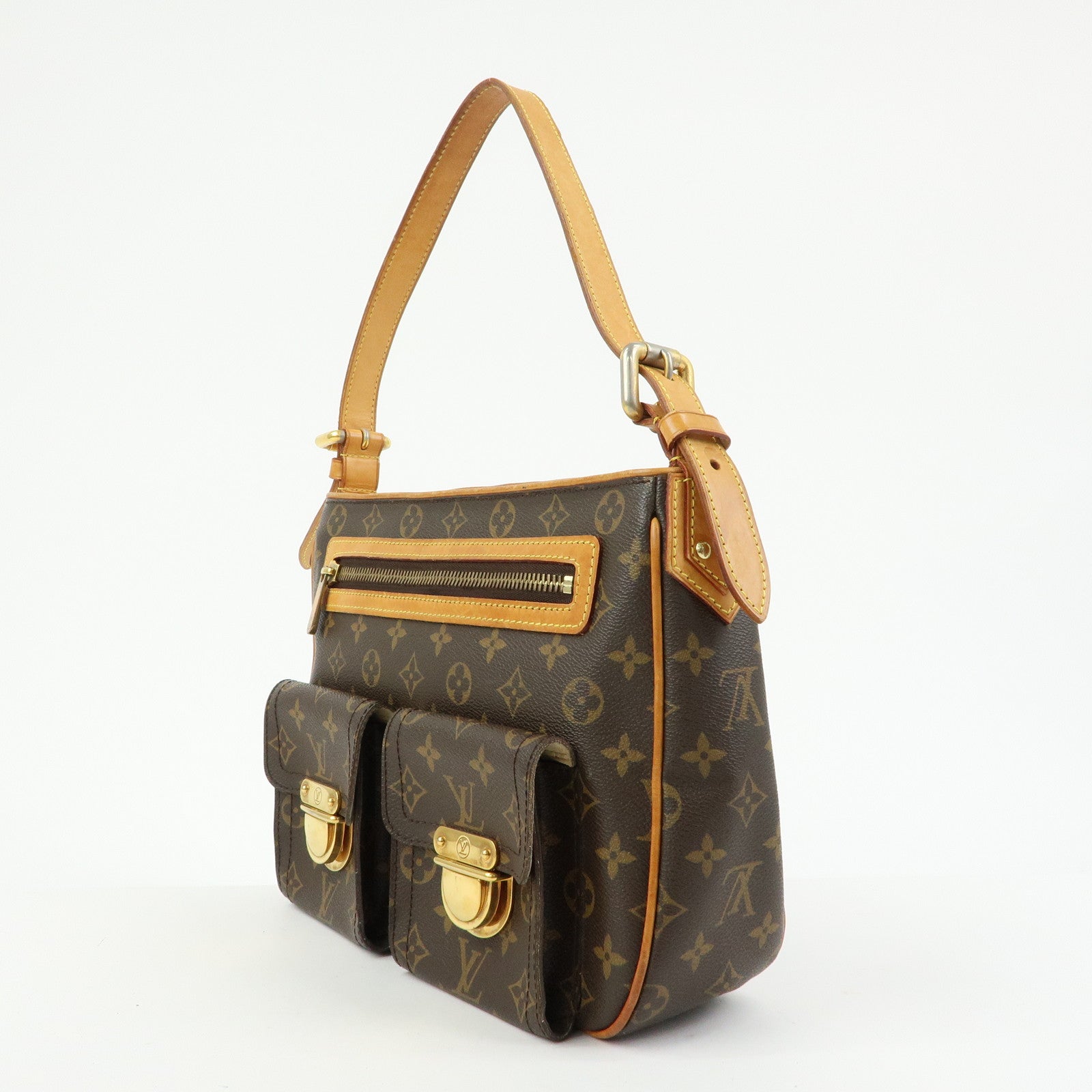 Louis Vuitton Monogram Hudson GM Canvas Shoulder Bag Brown M40045