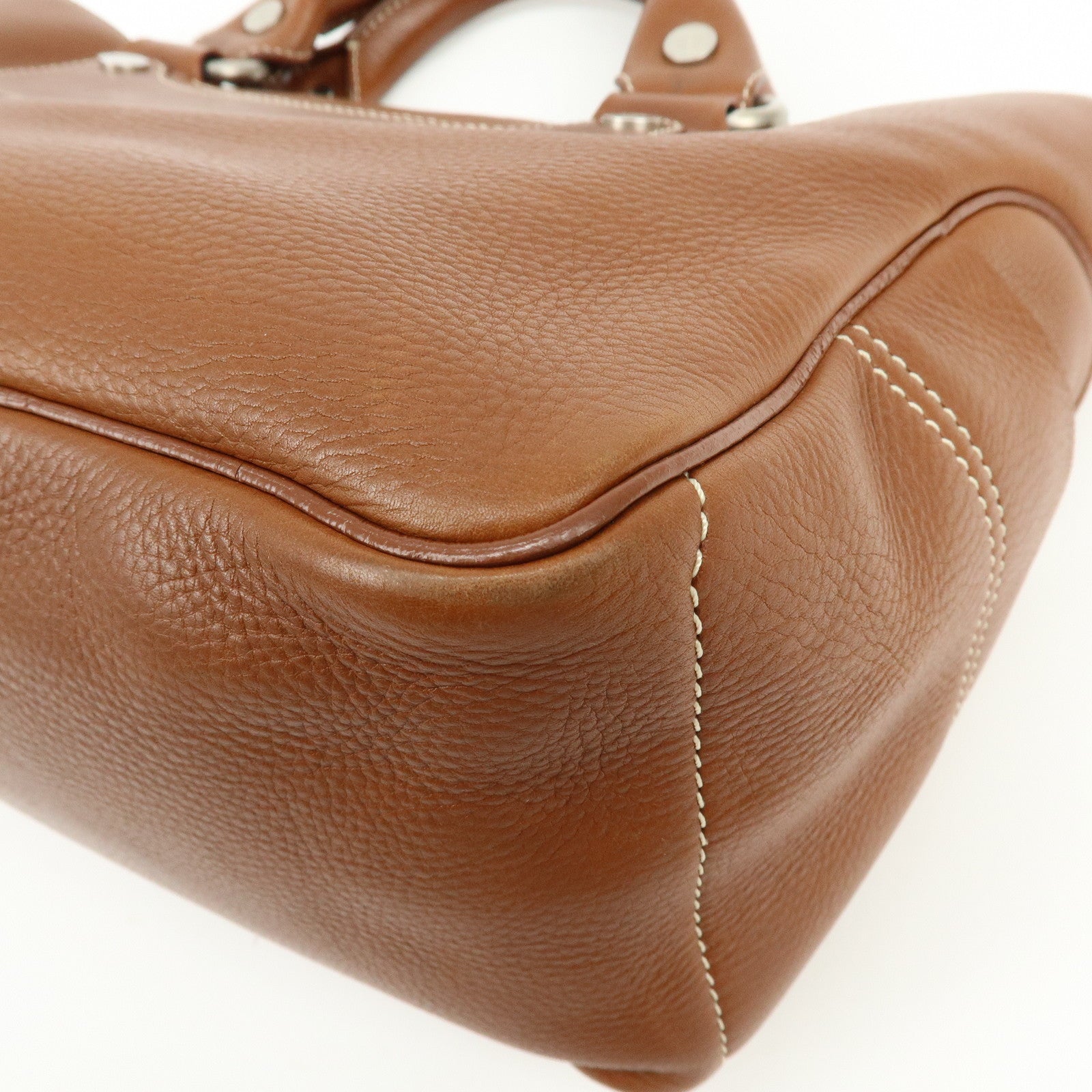 CELINE Boogie Bag Leather Hand Bag Tote Bag Brown