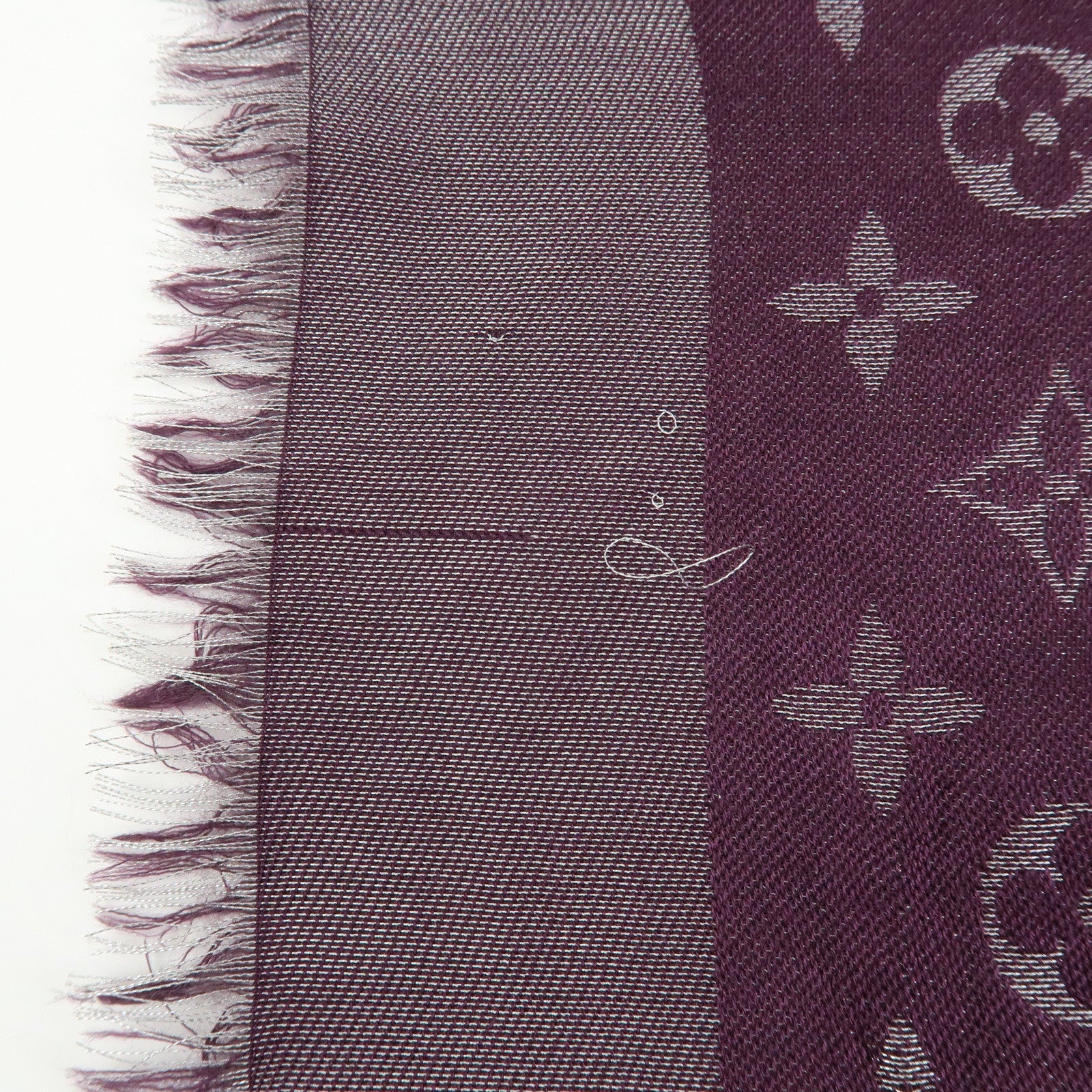 Louis Vuitton Shawl Monogram Silk Rayon Wool Scarf Amarante M75124