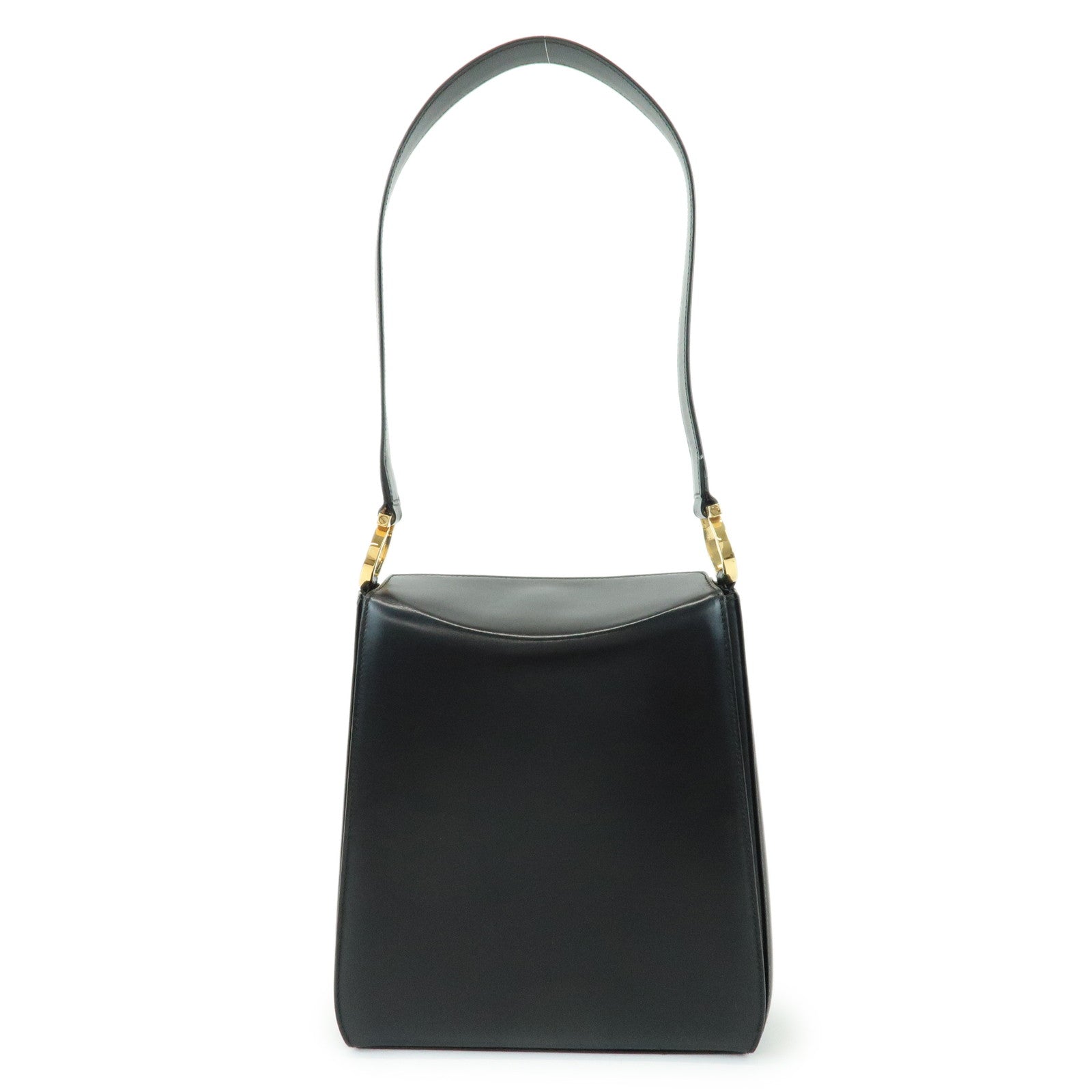 Ferragamo Gancini Leather Shoulder Bag Hand Bag Black