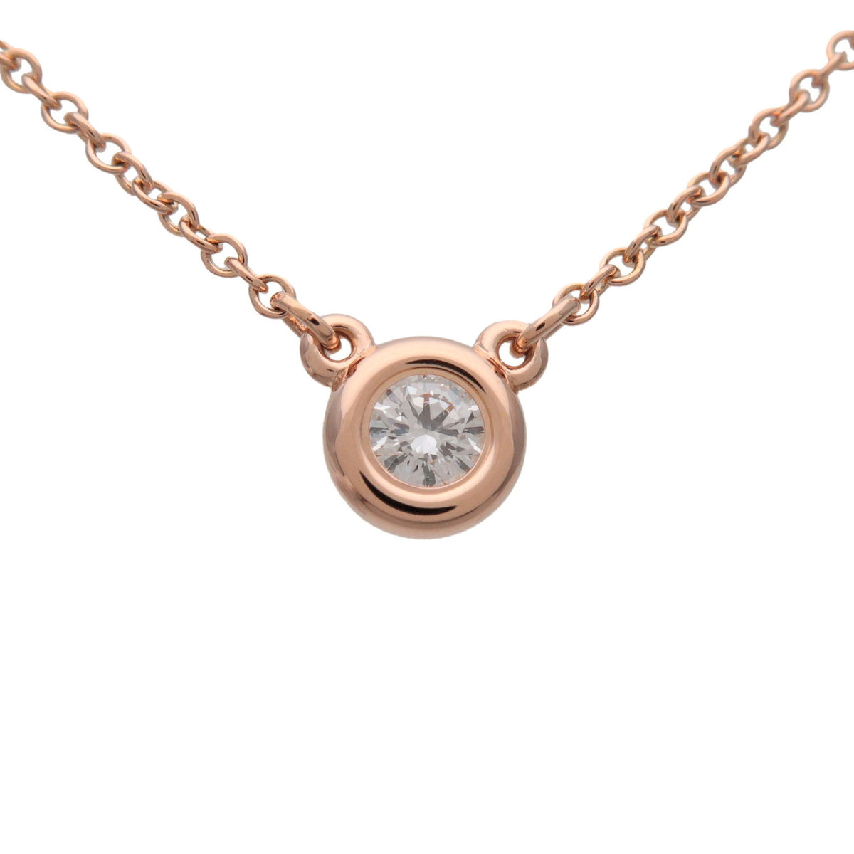 Tiffany & Co By The Yard 1P Diamond Necklace K18 750PG Rose Gold