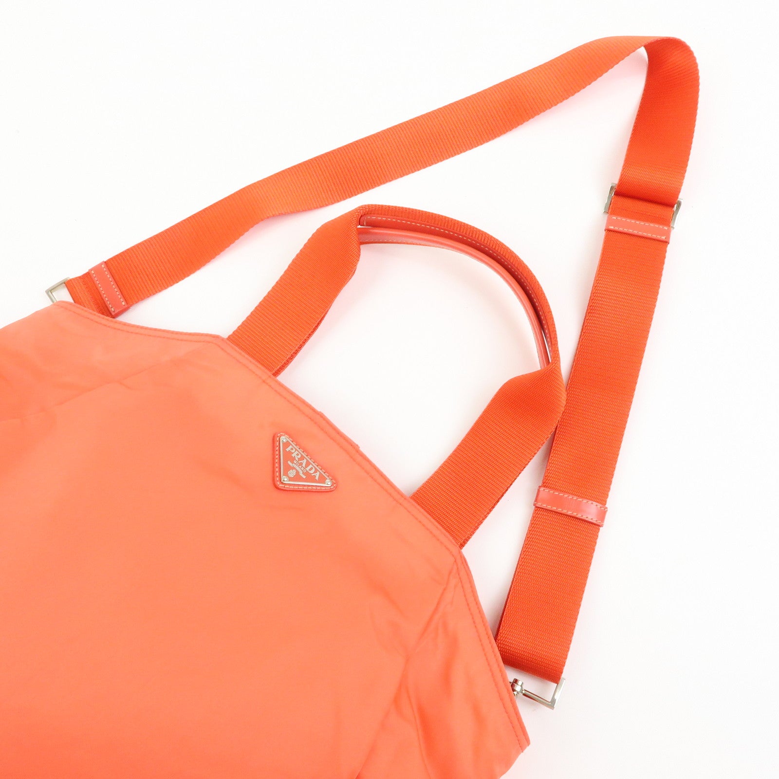 PRADA Triangle Logo Nylon Leather 2Way Bag Tote Shoulder Bag