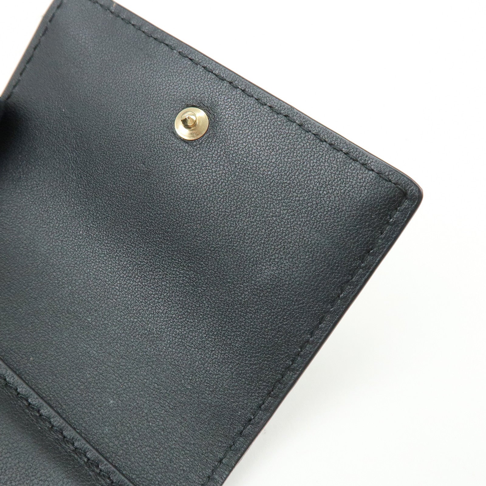 Christian Dior Cannage Leather Bi-fold Compact Wallet Black