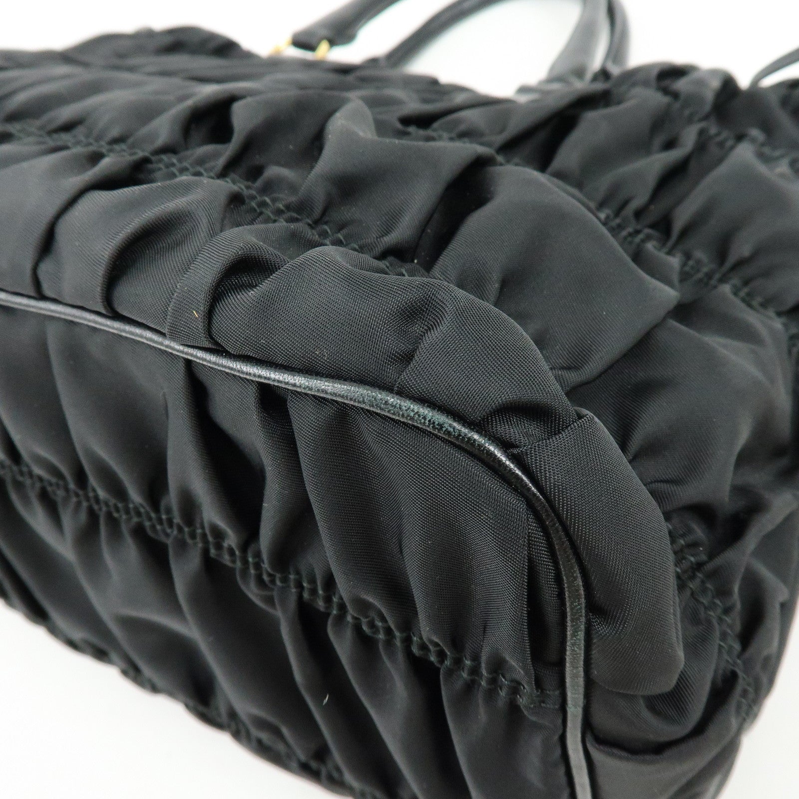 PRADA Tessuto Gaufre Nylon Leather 2Way Bag Hand Bag Black B1788M