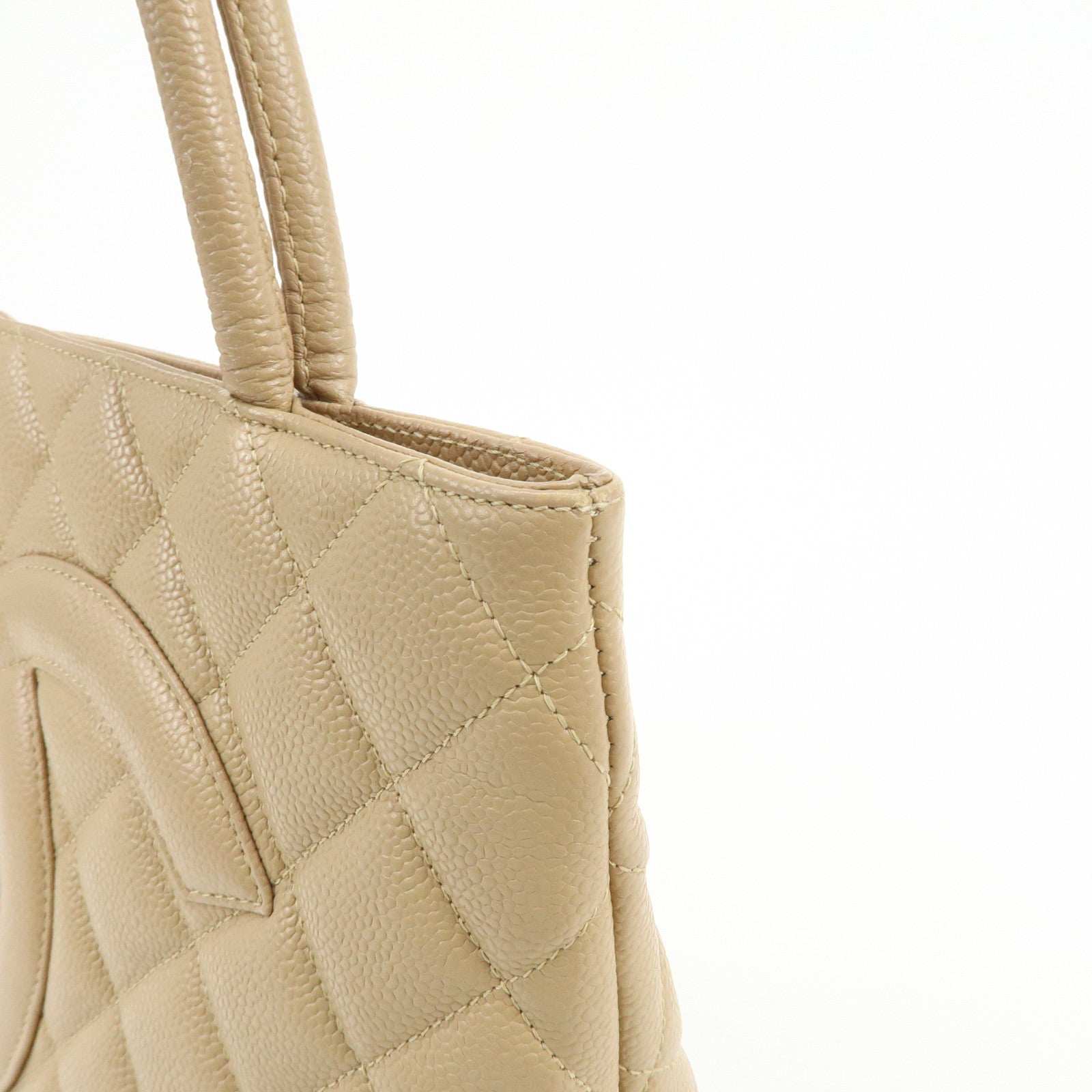 CHANEL Matelasse COCO Mark Medallion Caviar Skin Tote Bag A01804