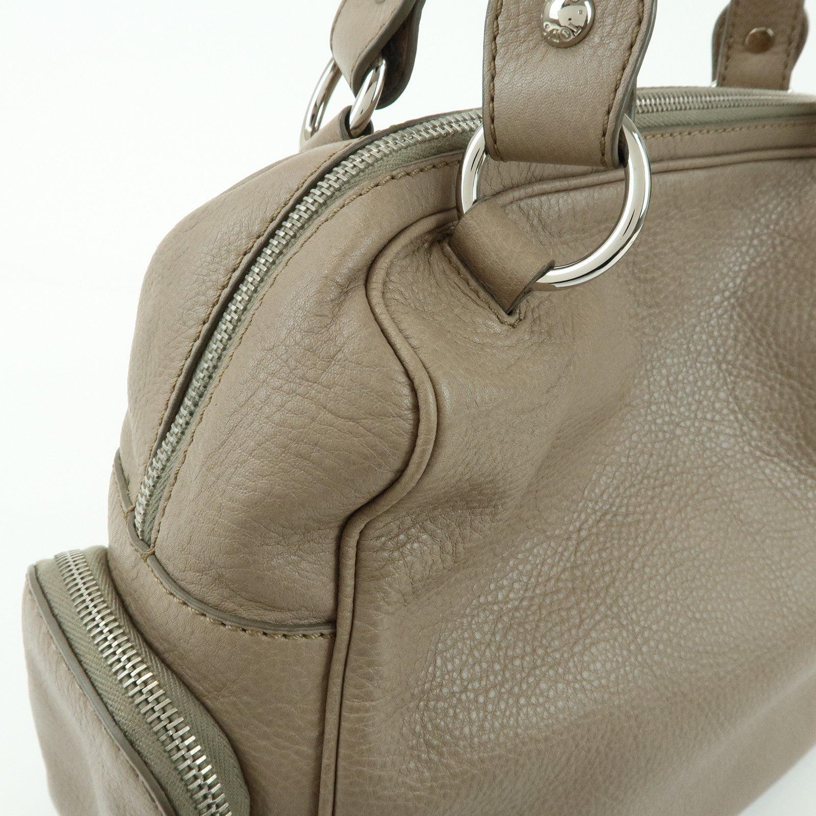 TOD'S Multiple Pocket Leather Shoulder Bag Hand Bag Beige