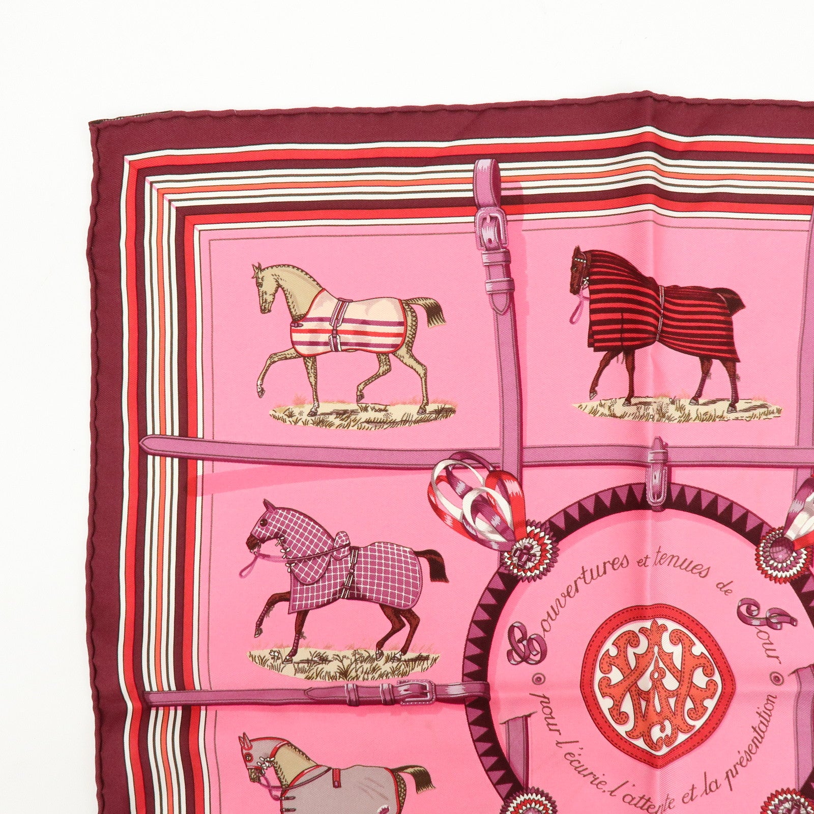 HERMES Carre 42 Lot of 2 Silk 100% Scarf Pink Boudeaux Light Blue