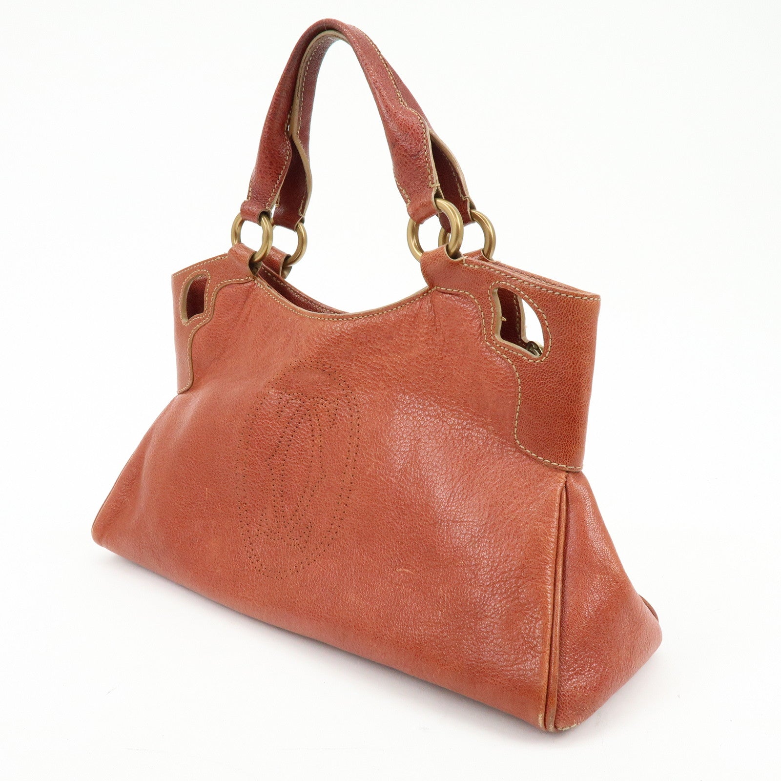Cartier Marcello de Cartier Leather Hand Bag Tote Bag Brown