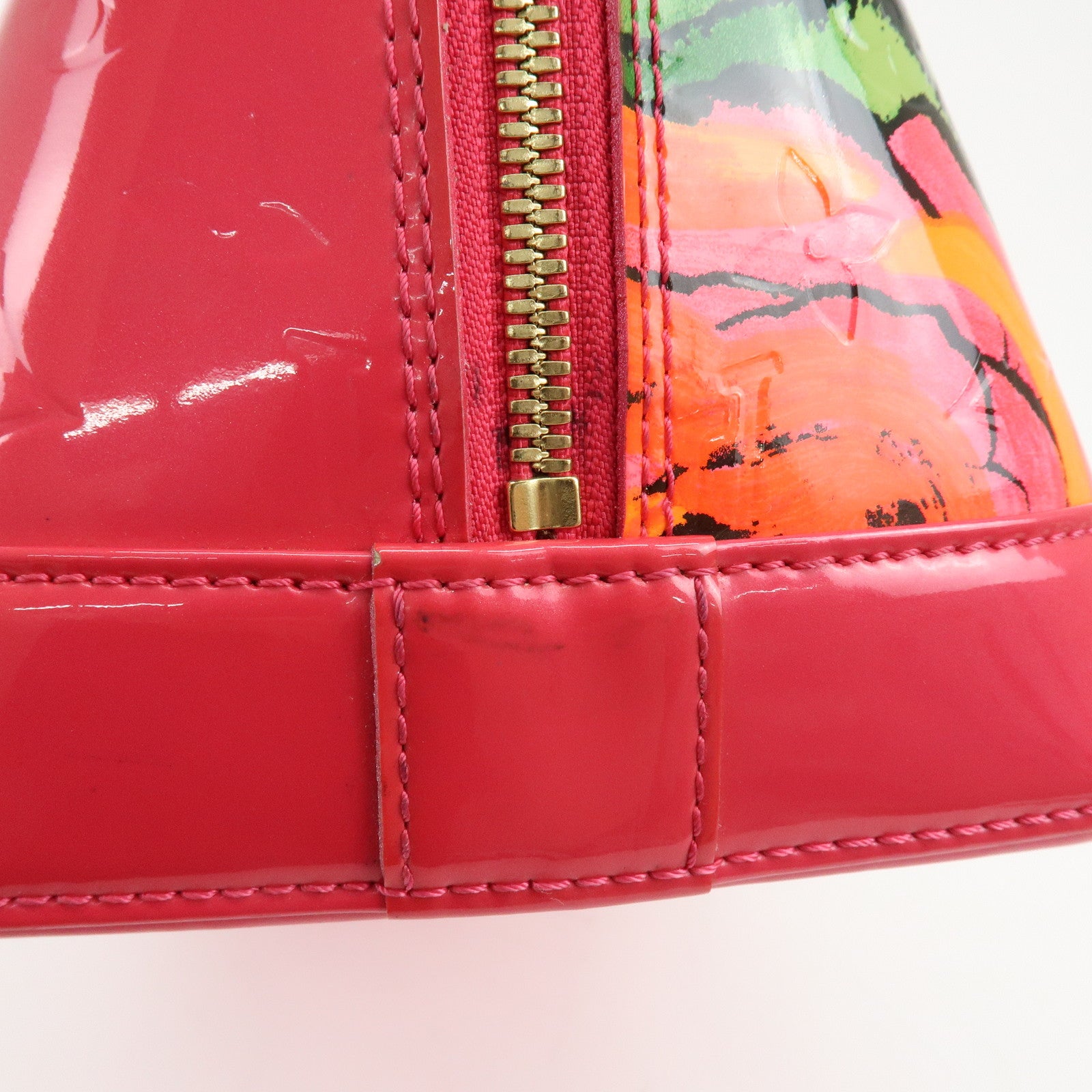 Louis Vuitton Monogram Rose Vernis Alma MM Hand Bag Rose Pop M93686