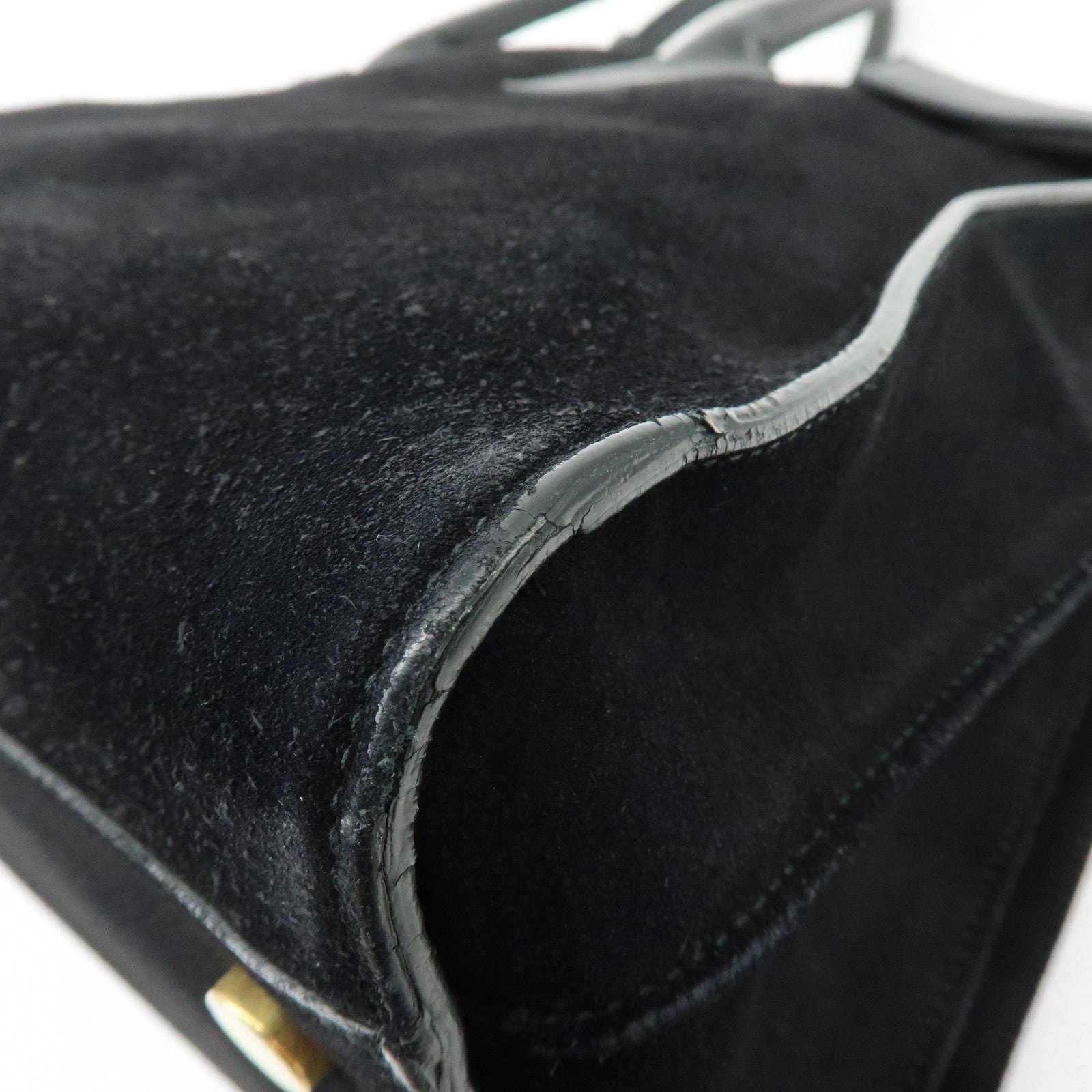 SAINT LAURENT PARIS Sac de Jour Leather Suede Hand Bag Black 319910