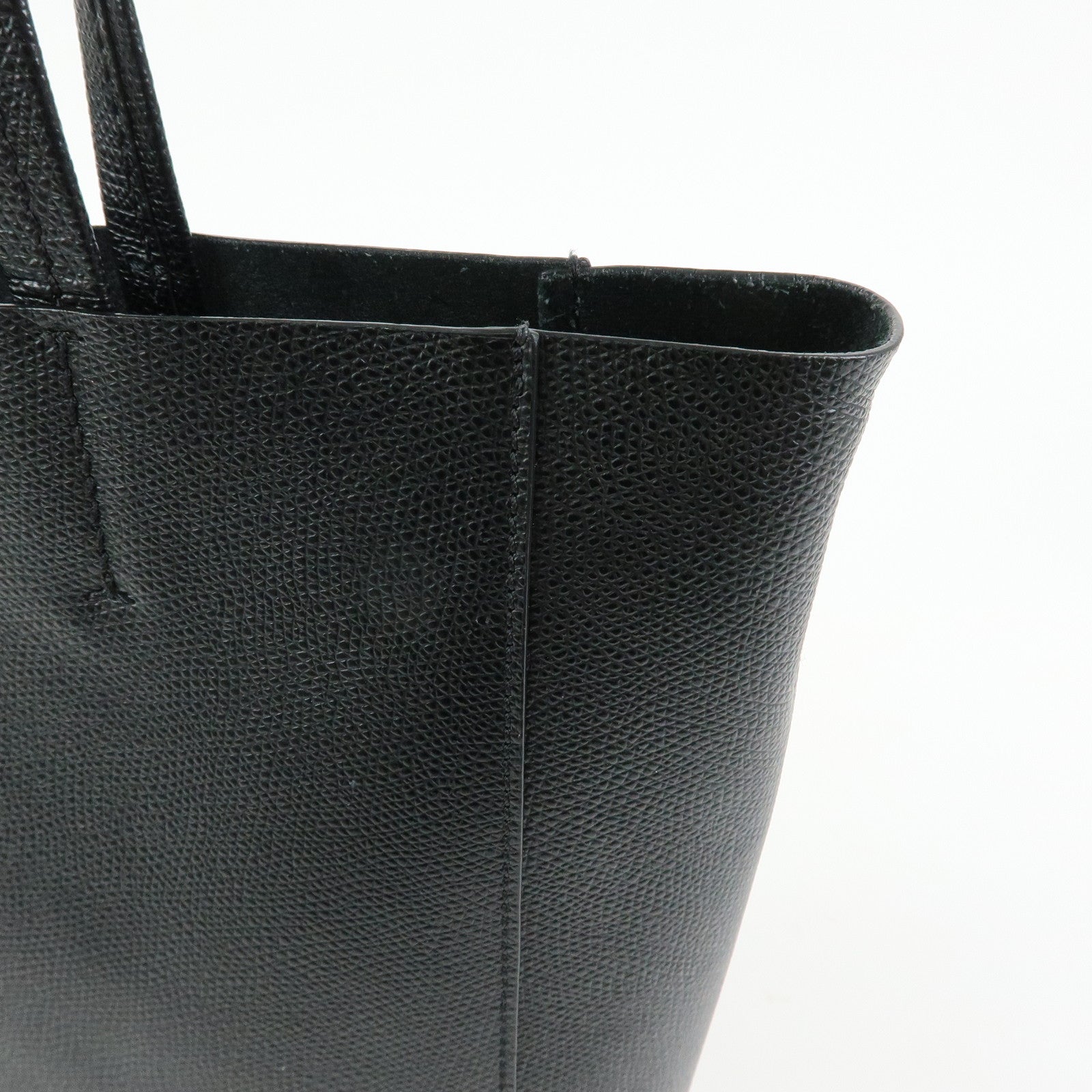 CELINE Party Cal Cabas Leather 2WAY Bag Tote Bag Hand Bag Black