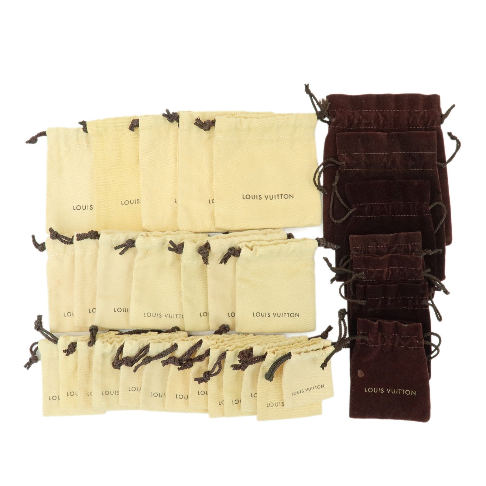 Loiuis Vuitton Set Of 32 Dust Bag Drawstring Style Beige Brown