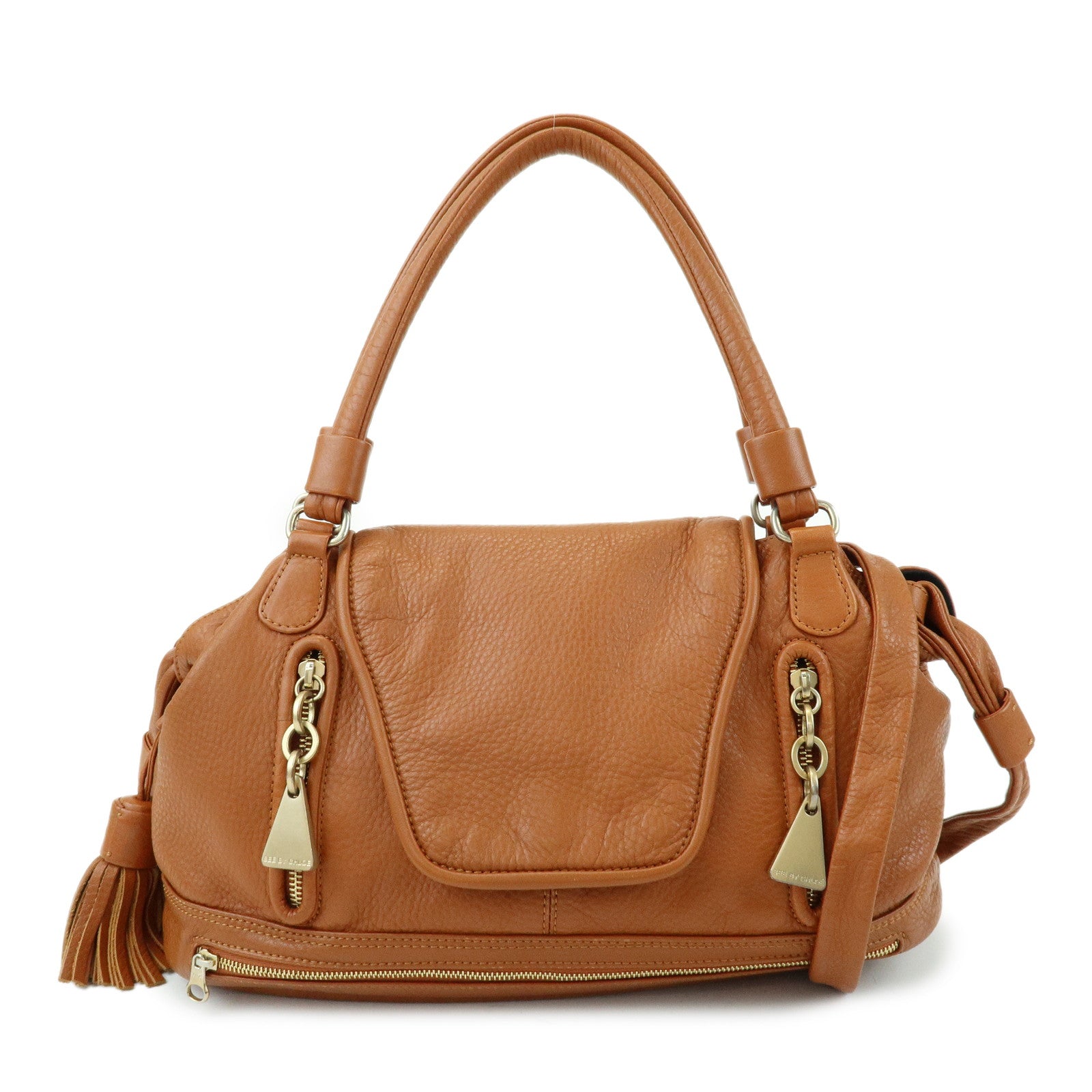 Chloe See by Chloe Cherry Leather 2Way Bag Hand Bag Tassel Brown