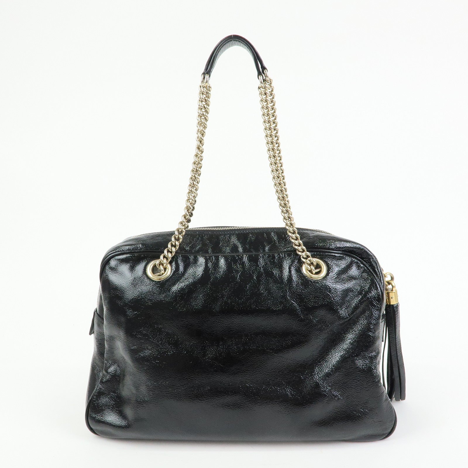 GUCCI SOHO Patent Leather Shoulder Bag Hand Bag Black 353126