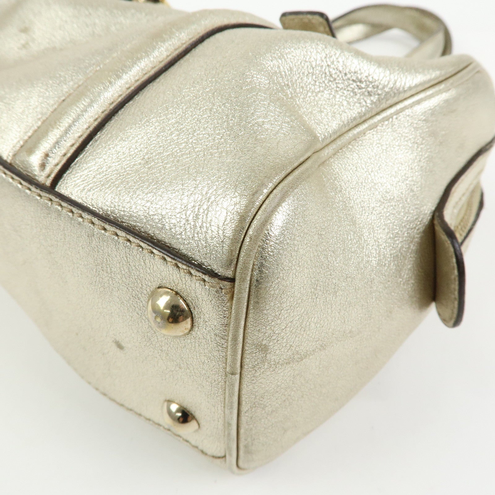 GUCCI Interlocking G Leather Mini Boston Bag Champagne Gold 170009