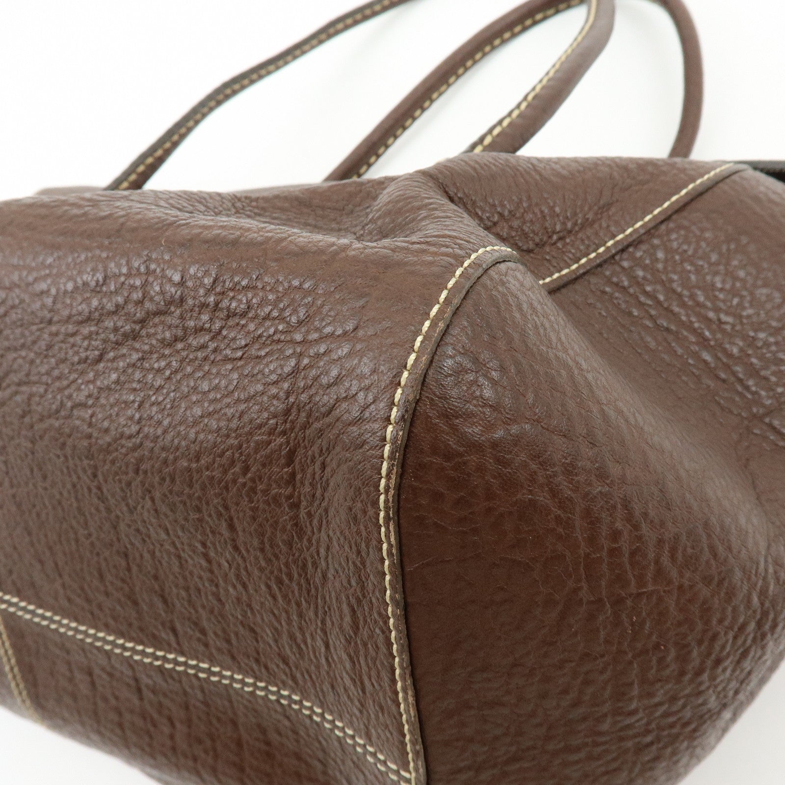TOD'S Corniche Wave Leather Shoulder Bag Hand Bag Brown