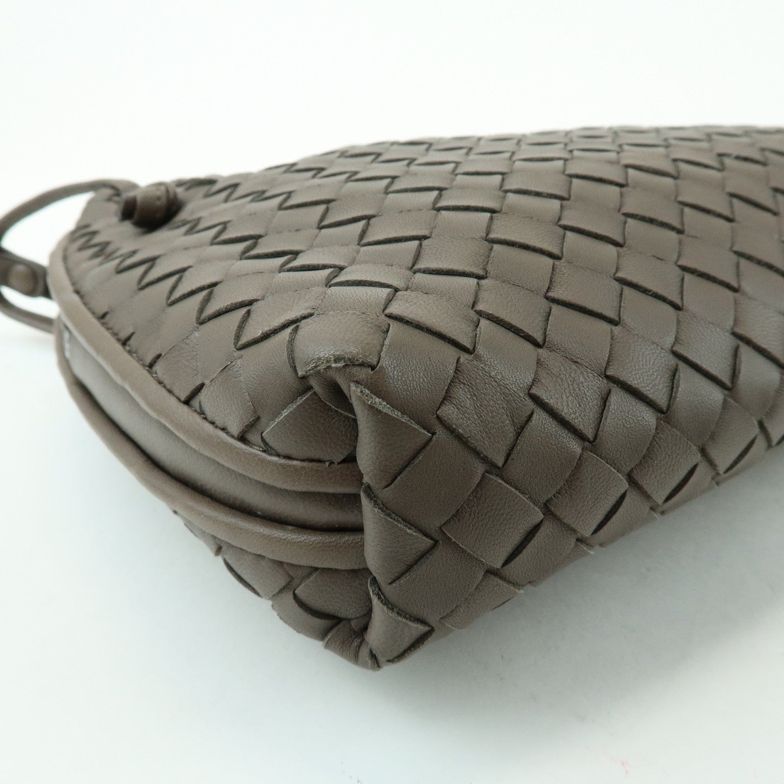 BOTTEGA VENETA Intrecciato Nodini Leather Shoulder Bag Brown