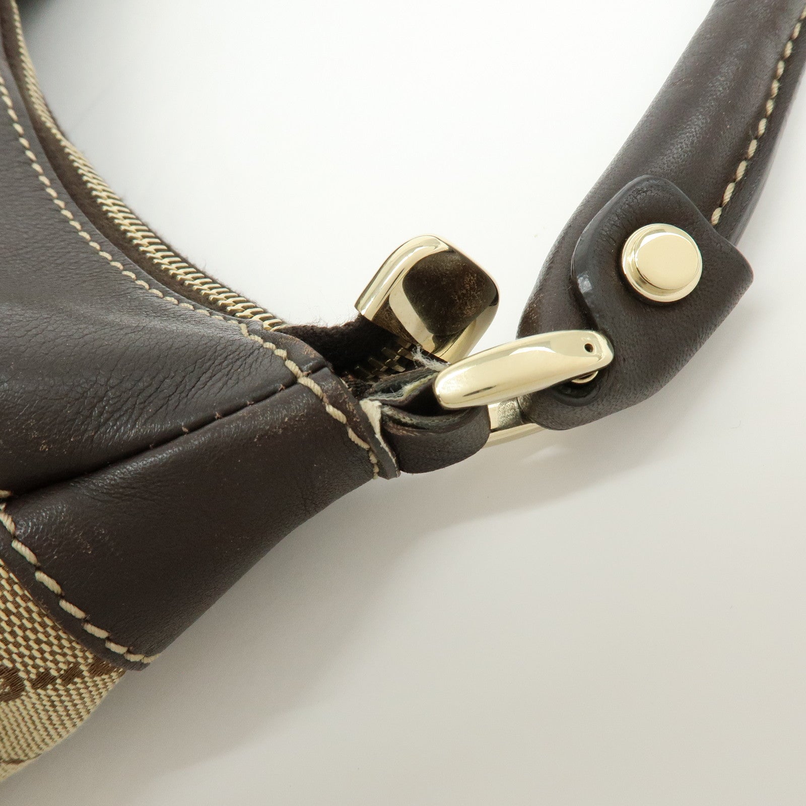 GUCCI Abbey GG Canvas Leather Shoulder Bag Brown Beige 189833