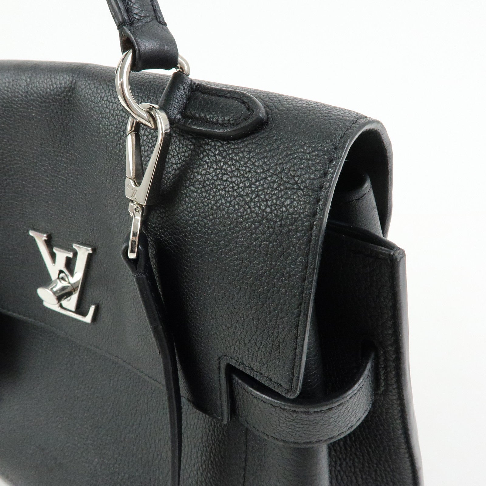 Louis Vuitton Lockme Ever MM Calf Leather 2Way Hand Bag Black M51395